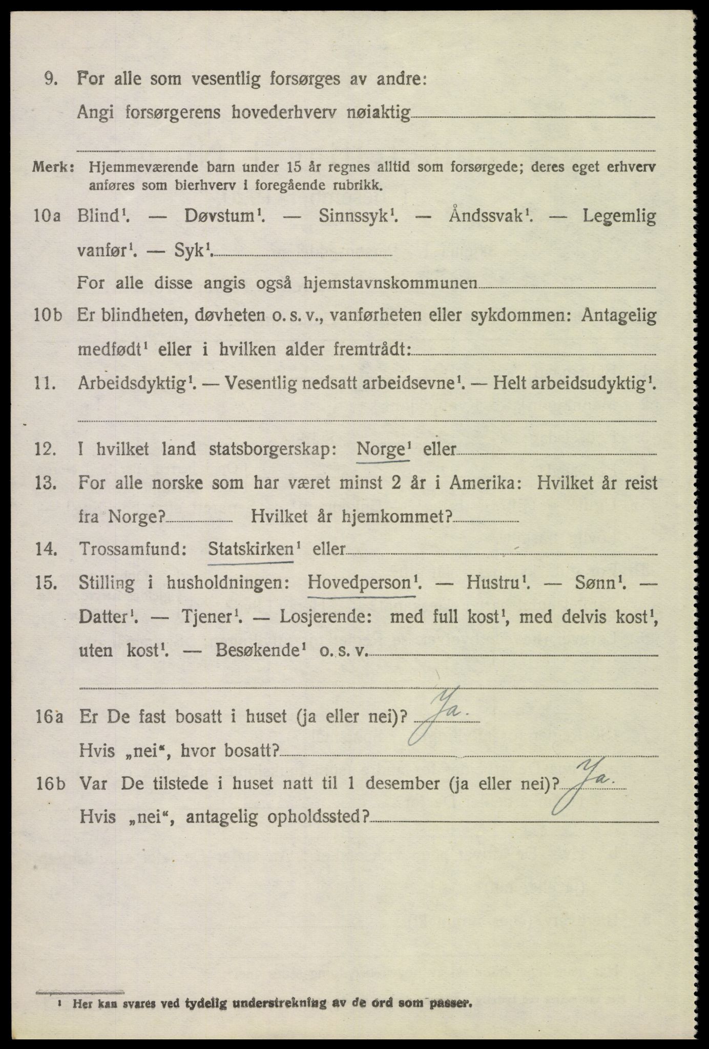 SAH, 1920 census for Tynset, 1920, p. 2447