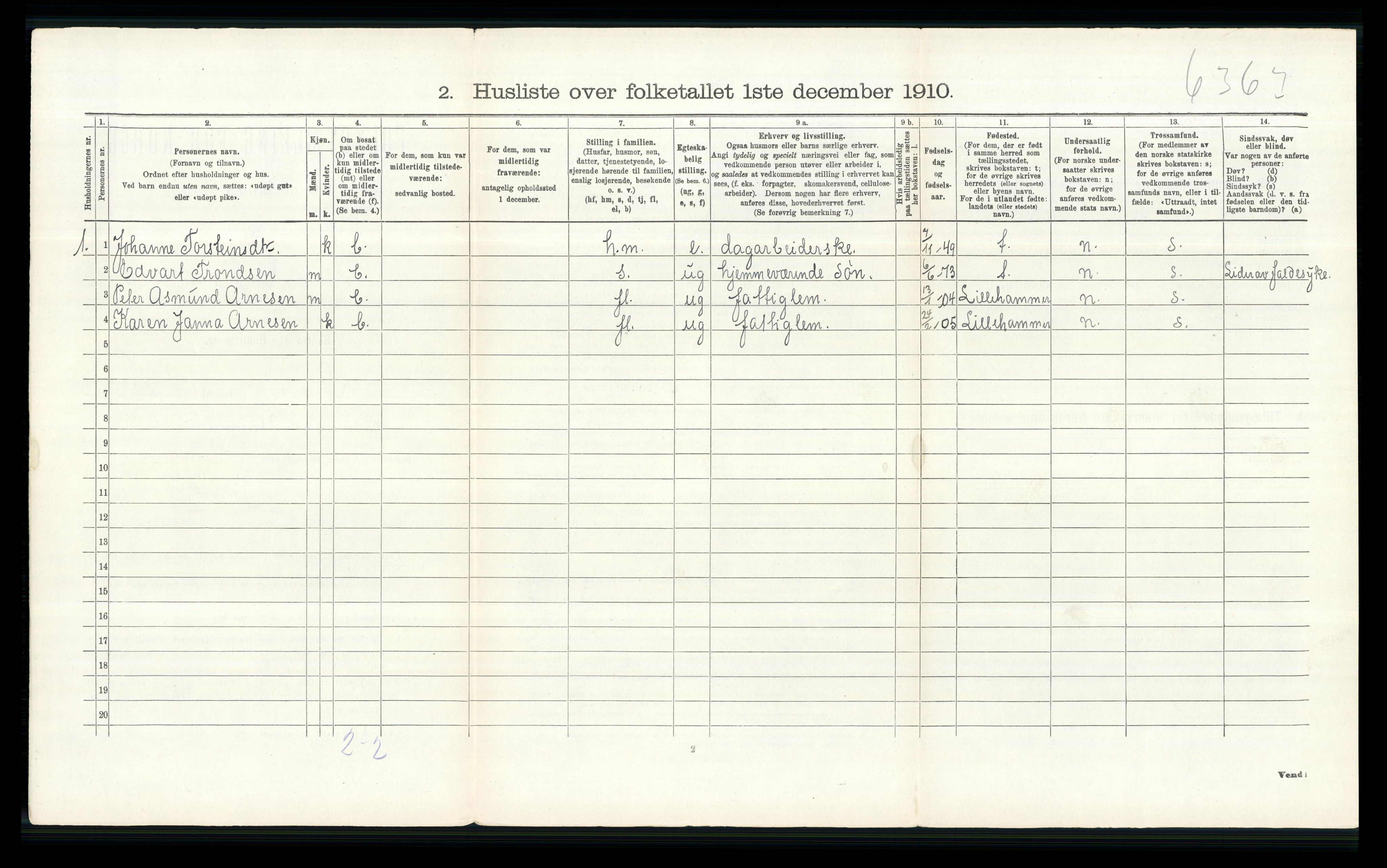 RA, 1910 census for Øyer, 1910, p. 186