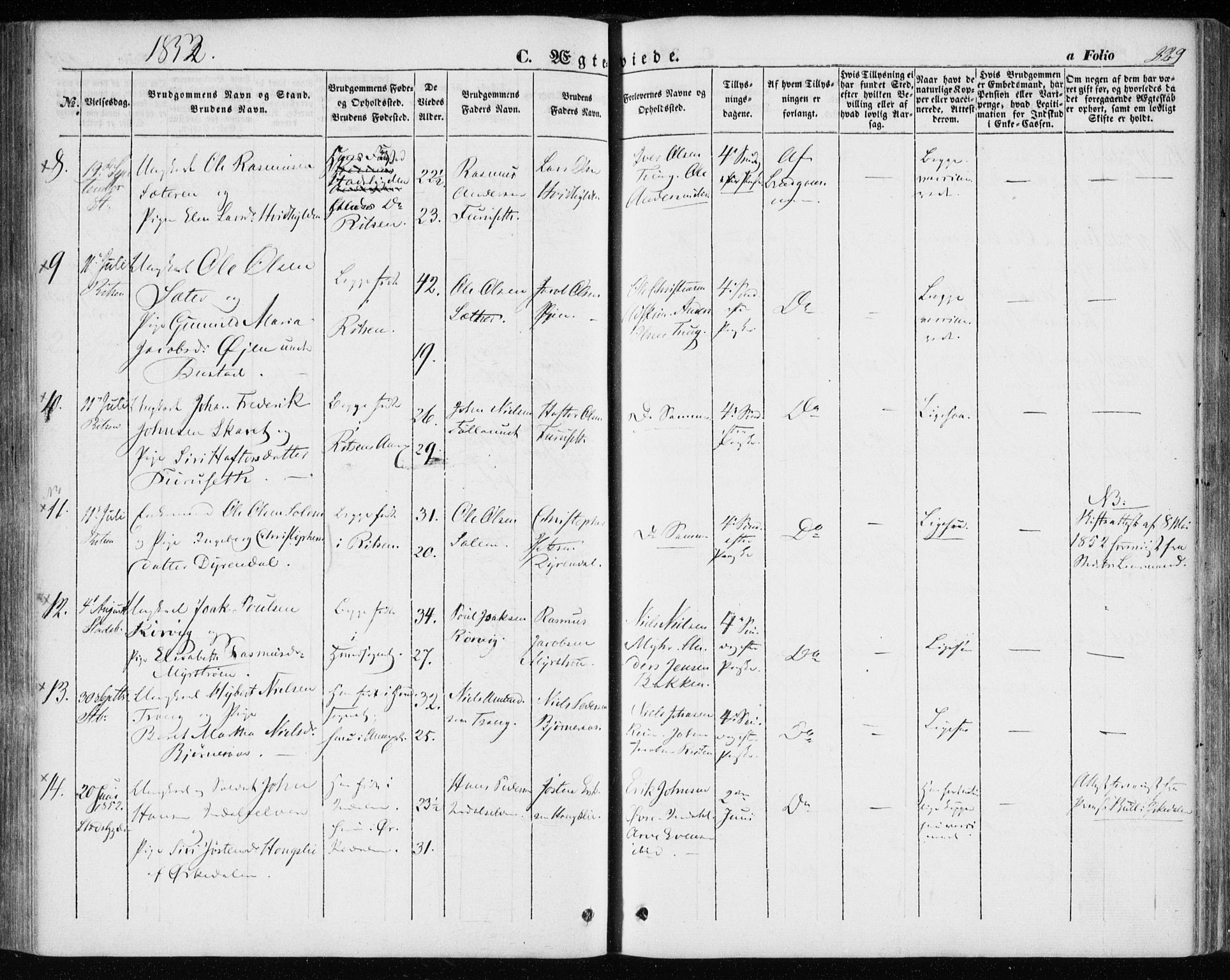 Ministerialprotokoller, klokkerbøker og fødselsregistre - Sør-Trøndelag, SAT/A-1456/646/L0611: Parish register (official) no. 646A09, 1848-1857, p. 229
