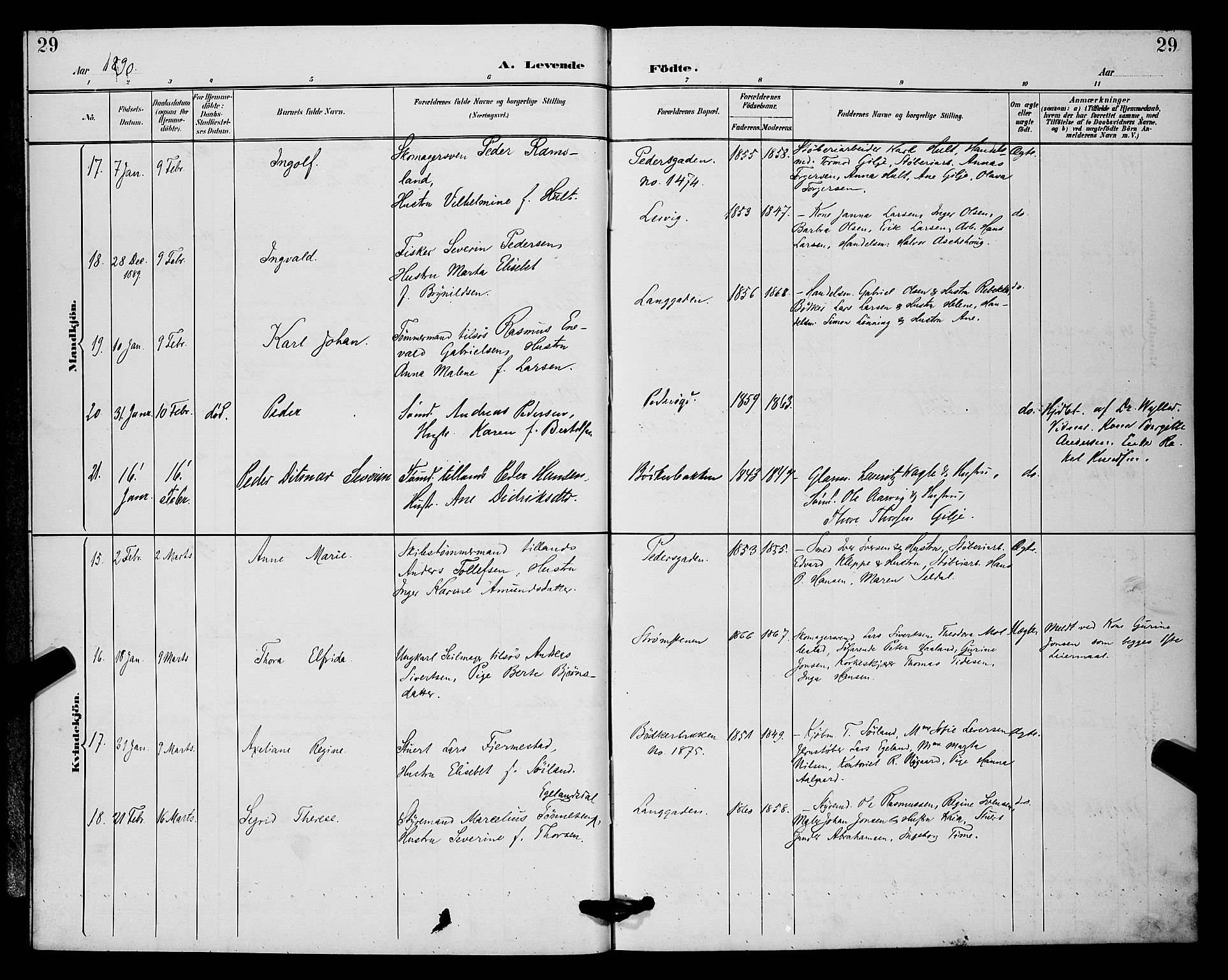 St. Johannes sokneprestkontor, AV/SAST-A-101814/001/30/30BB/L0002: Parish register (copy) no. B 2, 1888-1901, p. 29