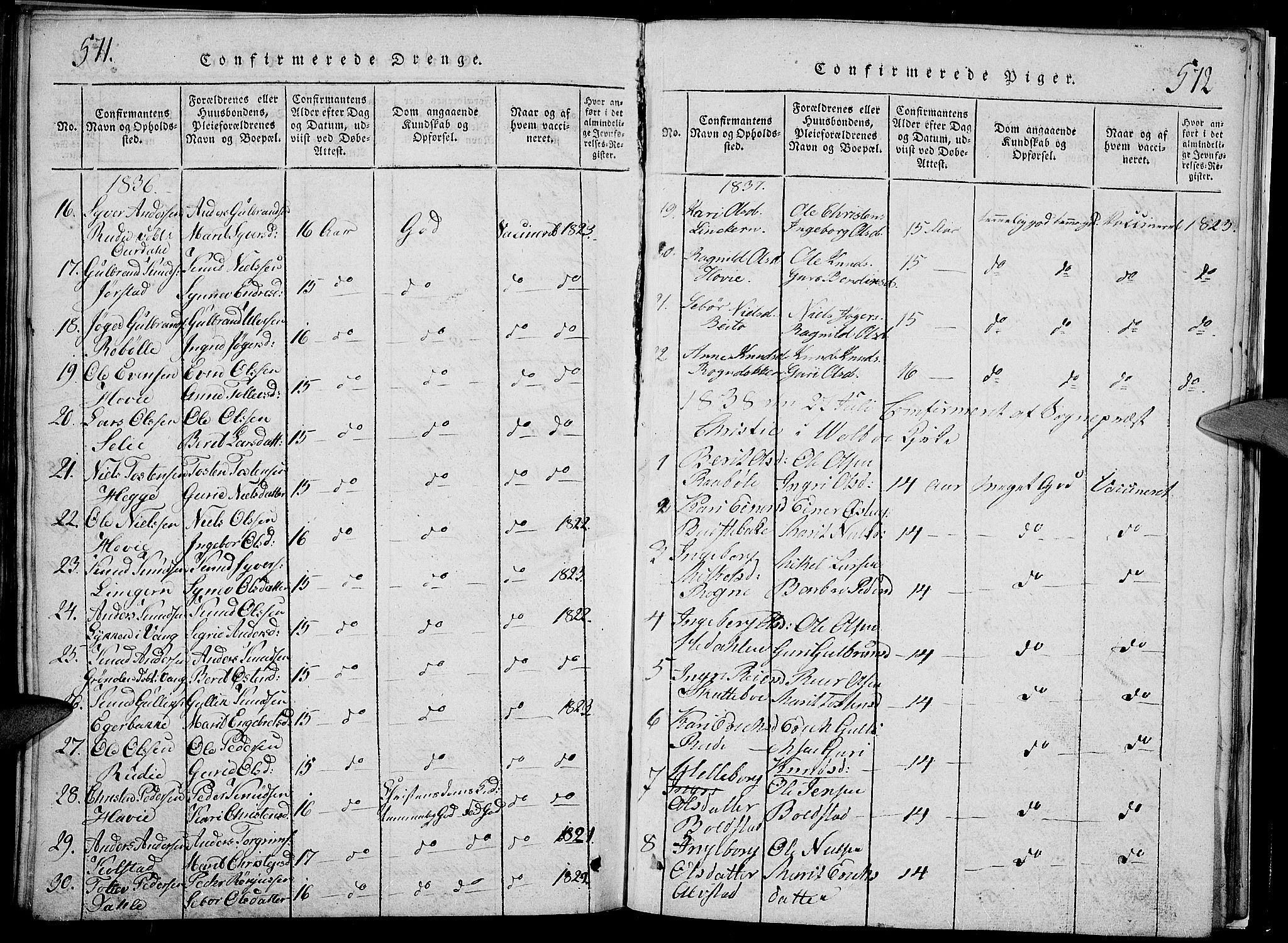 Slidre prestekontor, SAH/PREST-134/H/Ha/Hab/L0002: Parish register (copy) no. 2, 1814-1839, p. 571-572