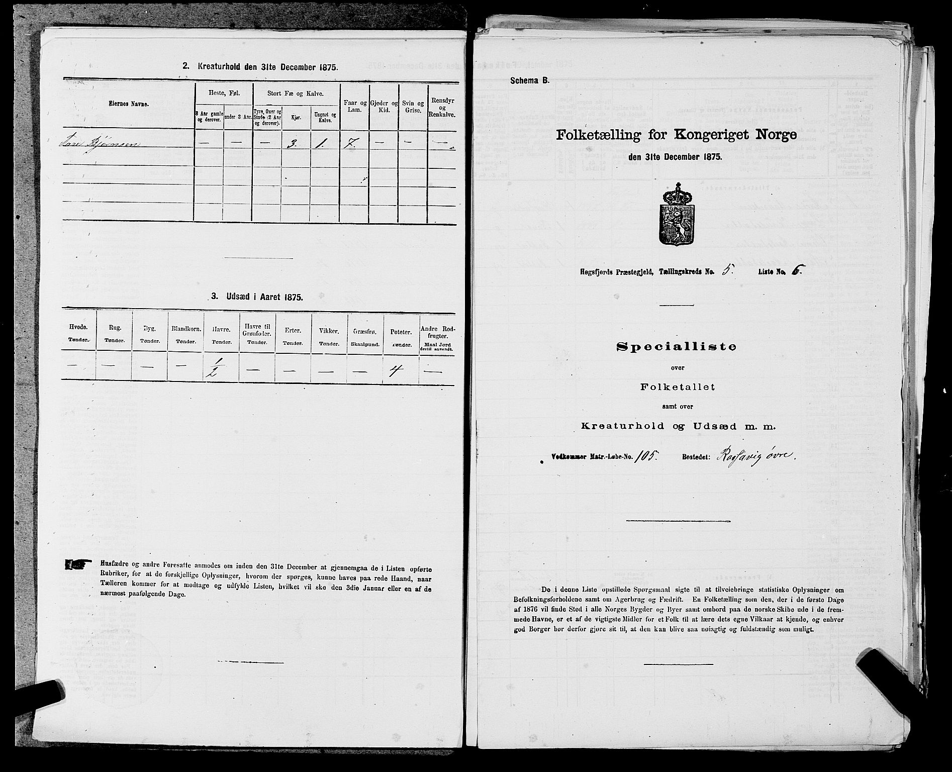 SAST, 1875 census for 1128P Høgsfjord, 1875, p. 431