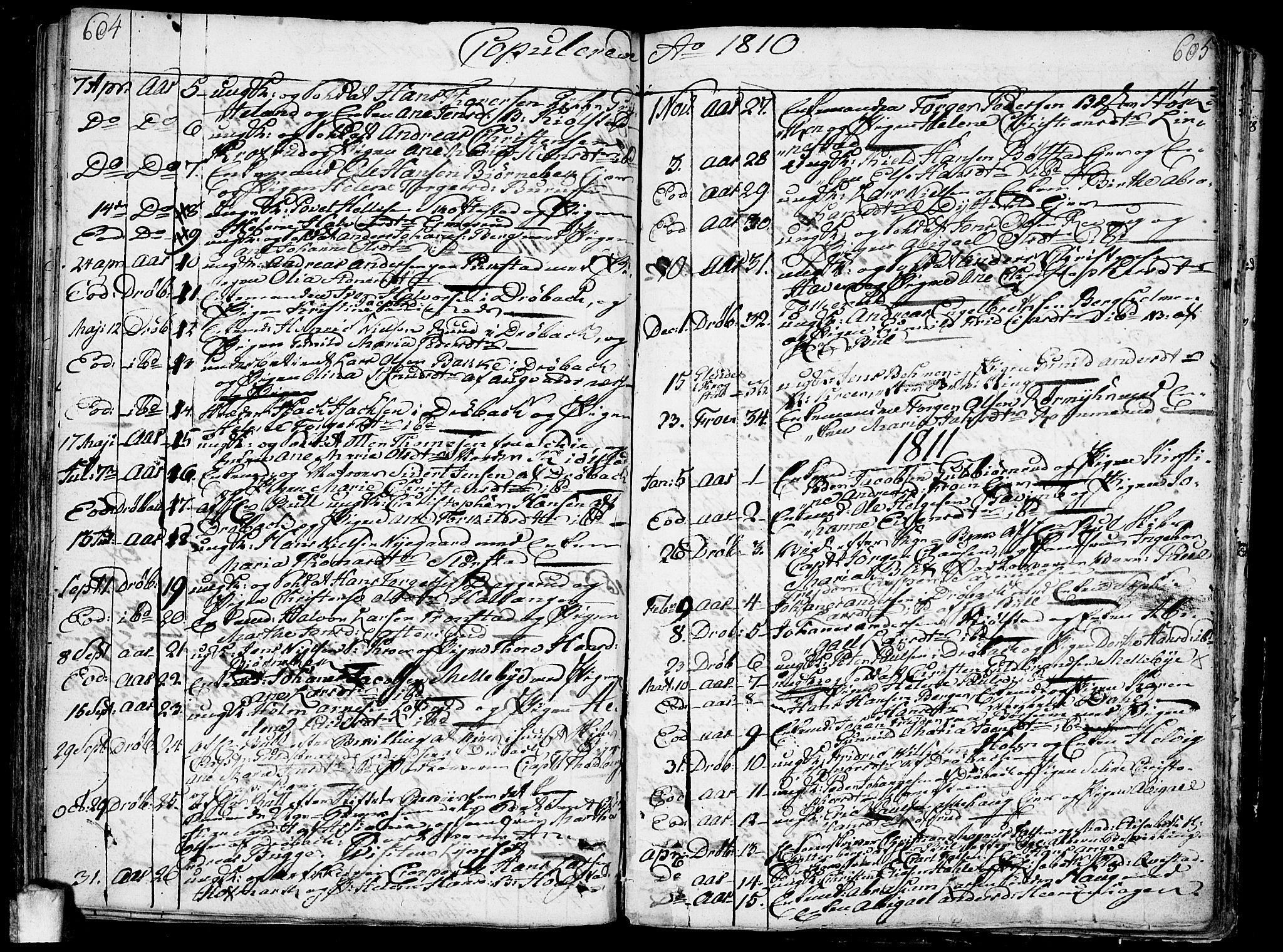 Ås prestekontor Kirkebøker, SAO/A-10894/F/Fa/L0002: Parish register (official) no. I 2, 1778-1813, p. 604-605