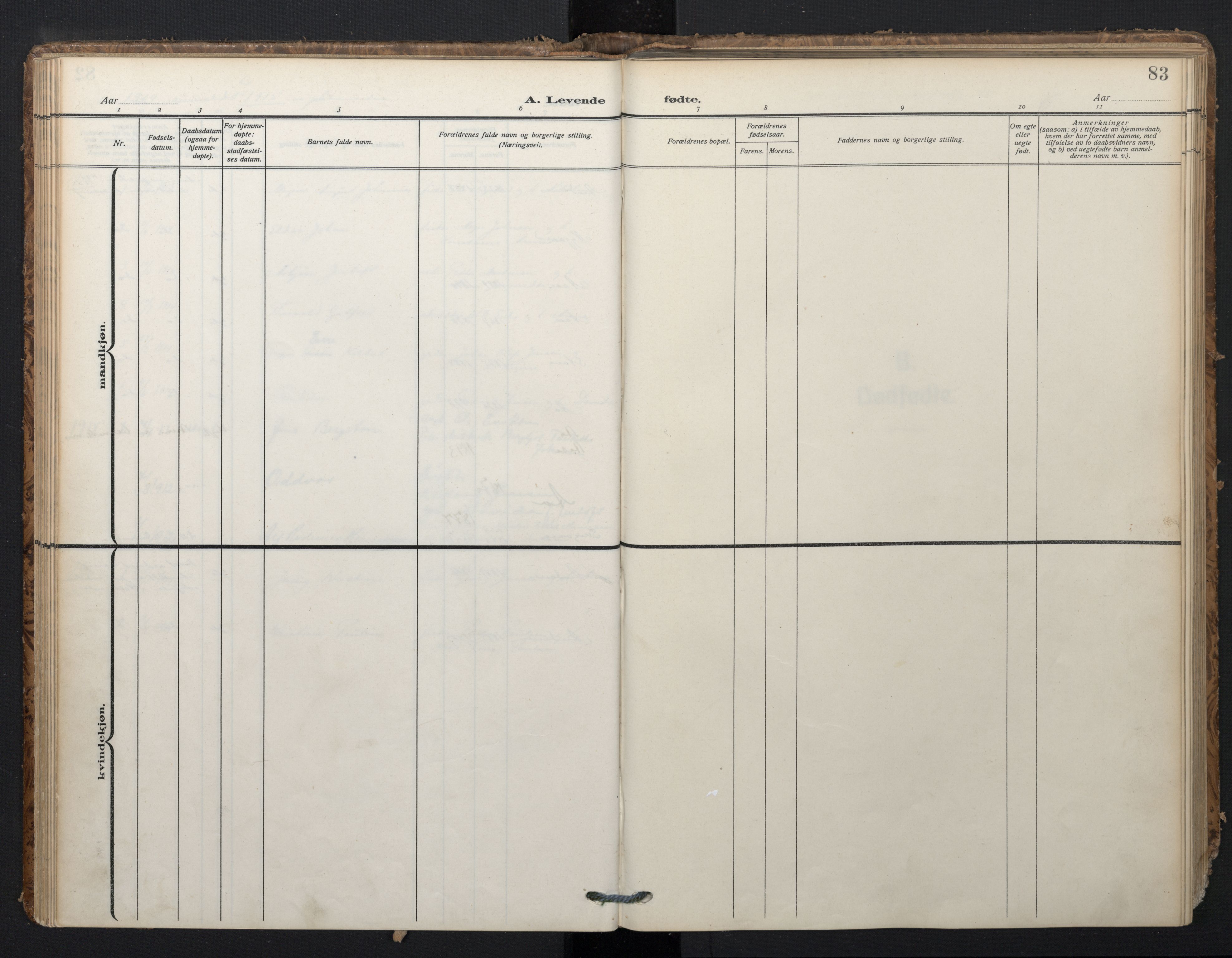 Ministerialprotokoller, klokkerbøker og fødselsregistre - Nordland, AV/SAT-A-1459/897/L1401: Parish register (official) no. 897A08, 1909-1921, p. 83