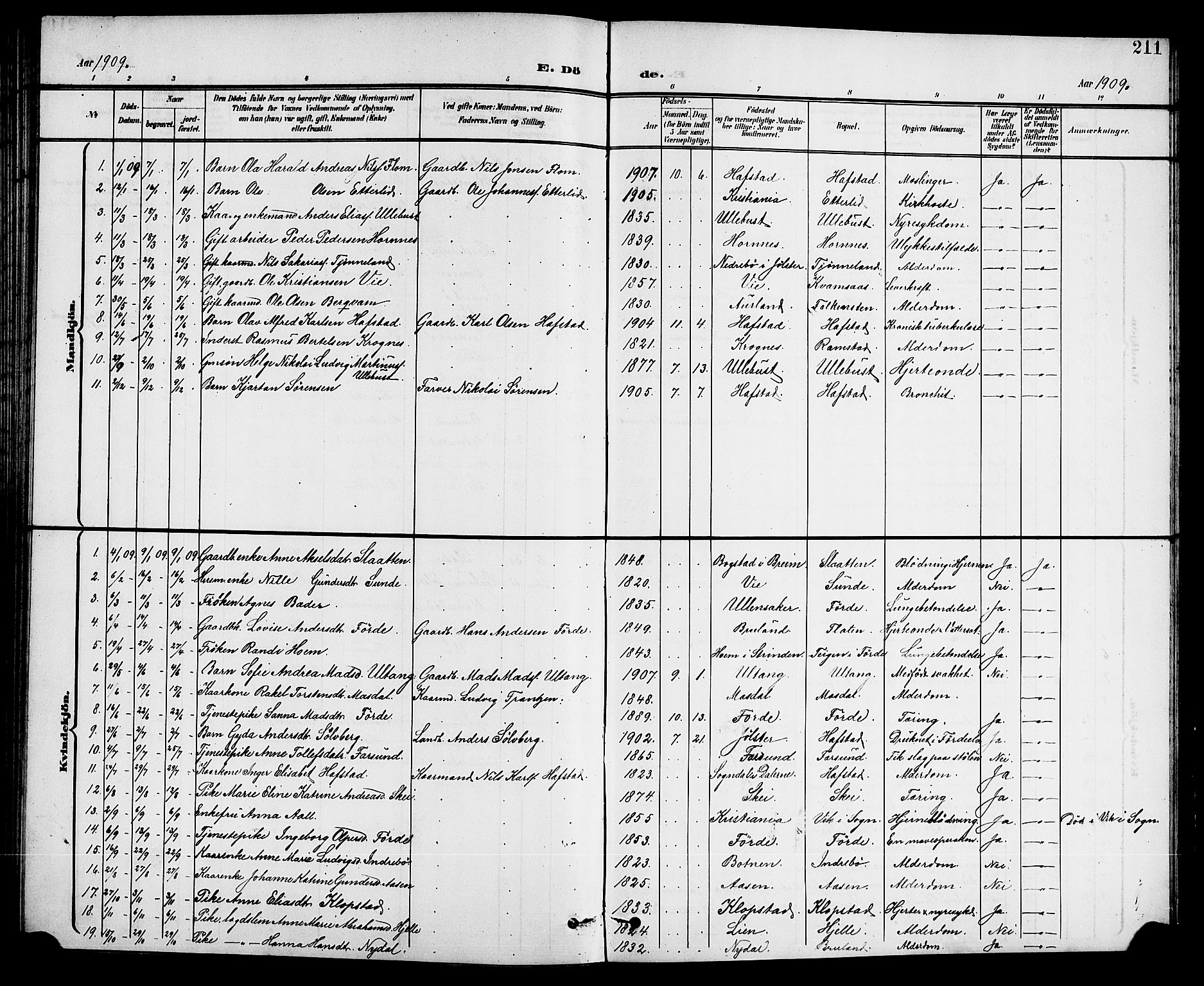 Førde sokneprestembete, AV/SAB-A-79901/H/Hab/Haba/L0003: Parish register (copy) no. A 3, 1899-1924, p. 211