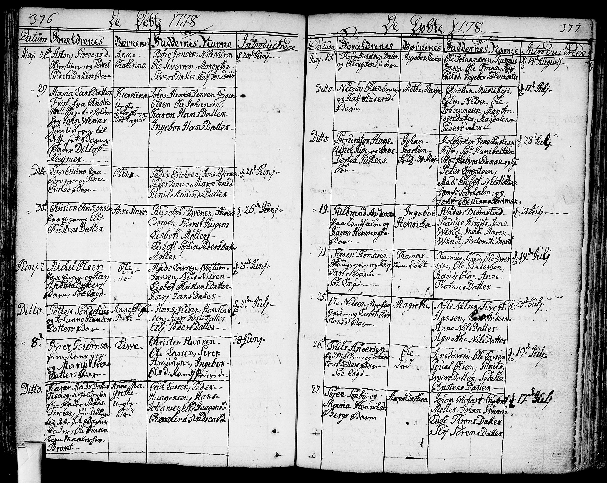 Bragernes kirkebøker, AV/SAKO-A-6/F/Fa/L0005: Parish register (official) no. I 5, 1759-1781, p. 376-377