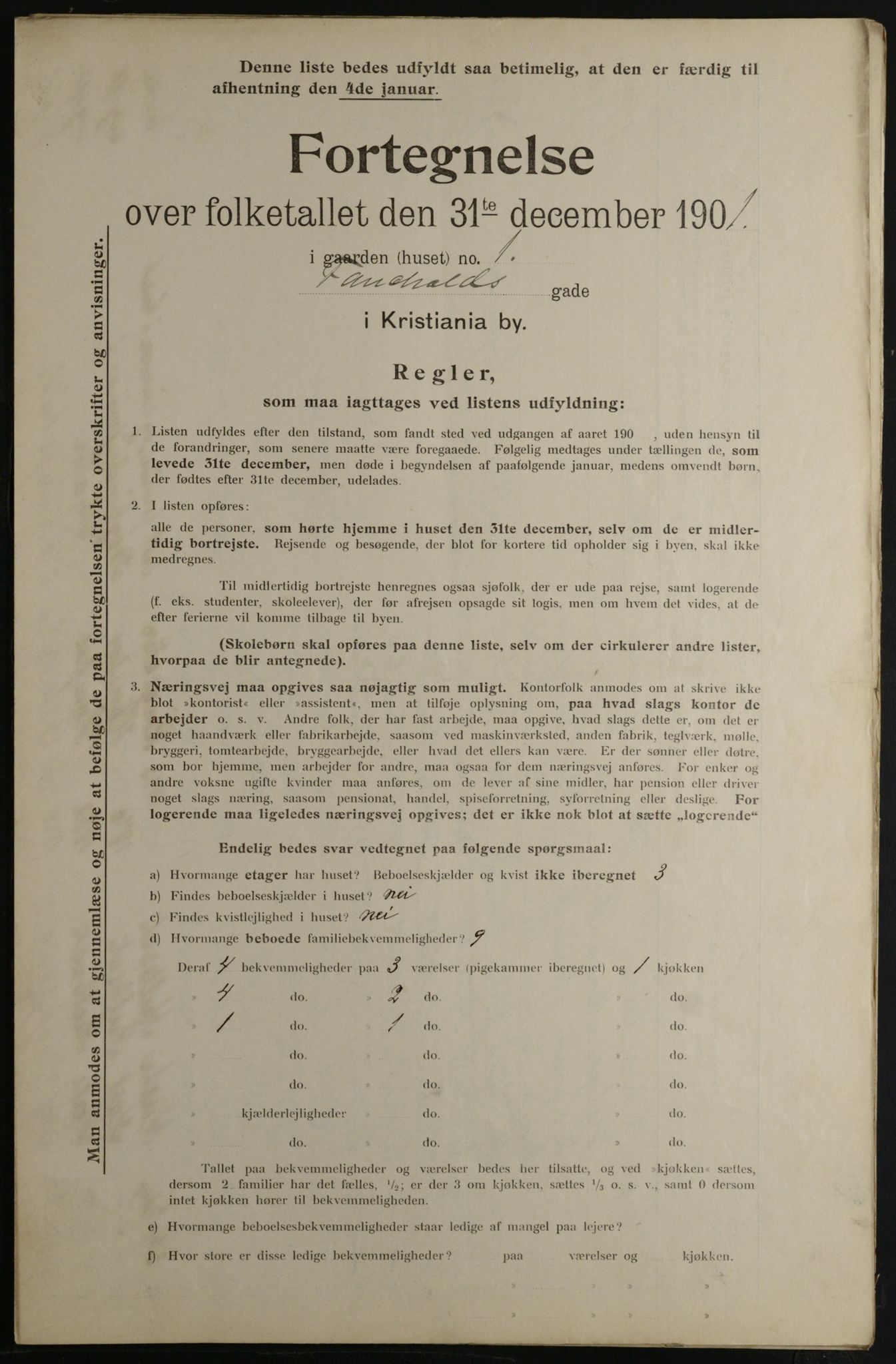 OBA, Municipal Census 1901 for Kristiania, 1901, p. 3831