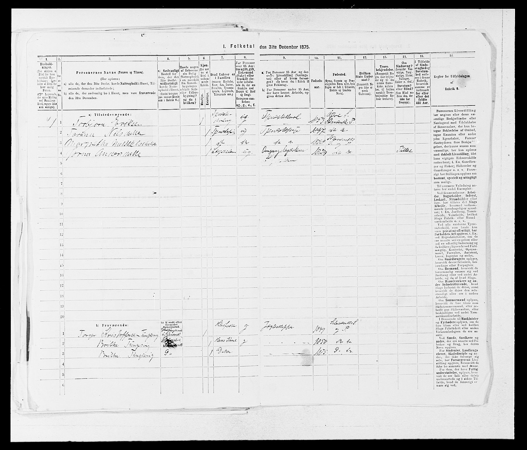 SAB, 1875 census for 1212P Skånevik, 1875, p. 1087