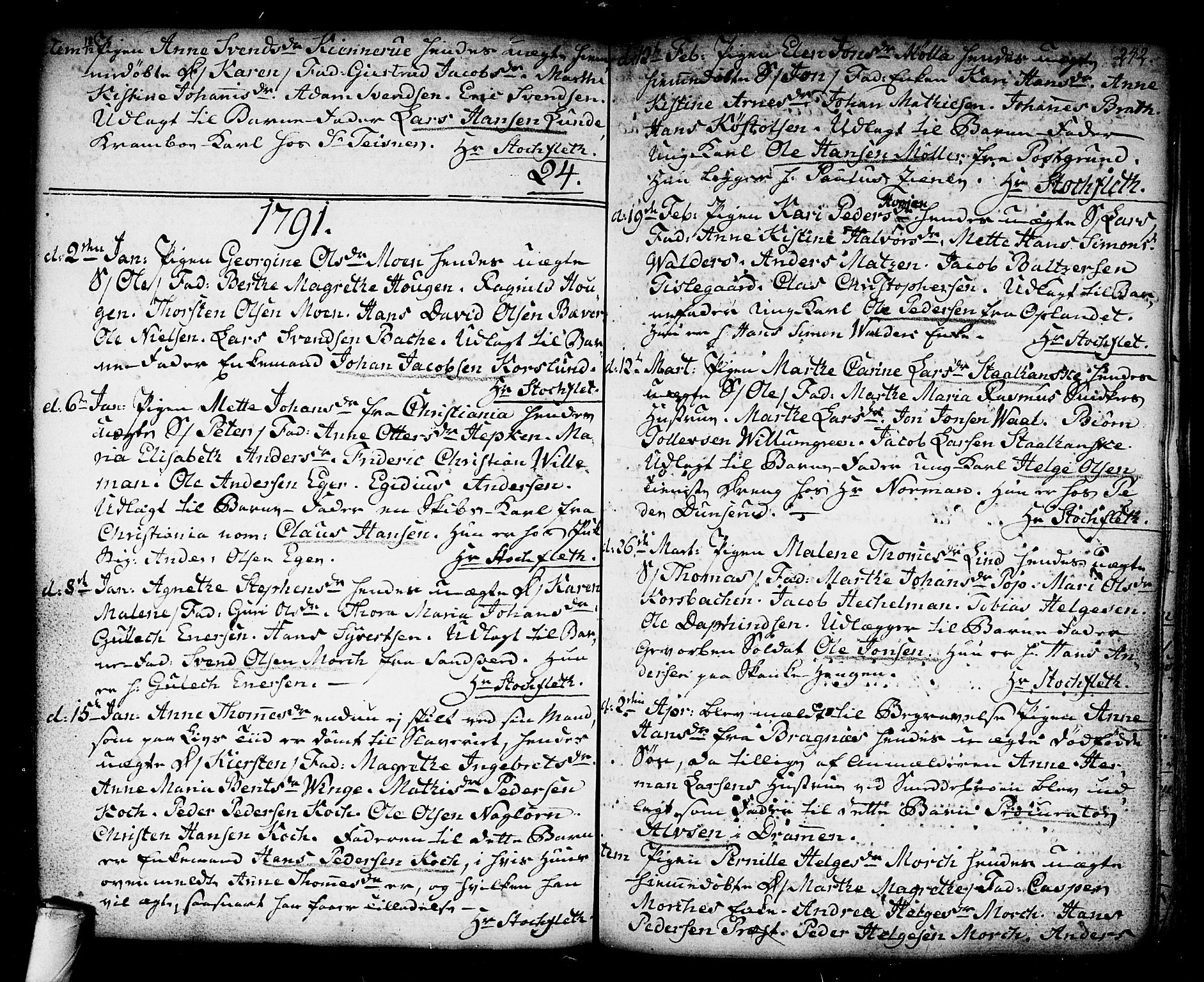 Kongsberg kirkebøker, SAKO/A-22/F/Fa/L0006: Parish register (official) no. I 6, 1783-1797, p. 242