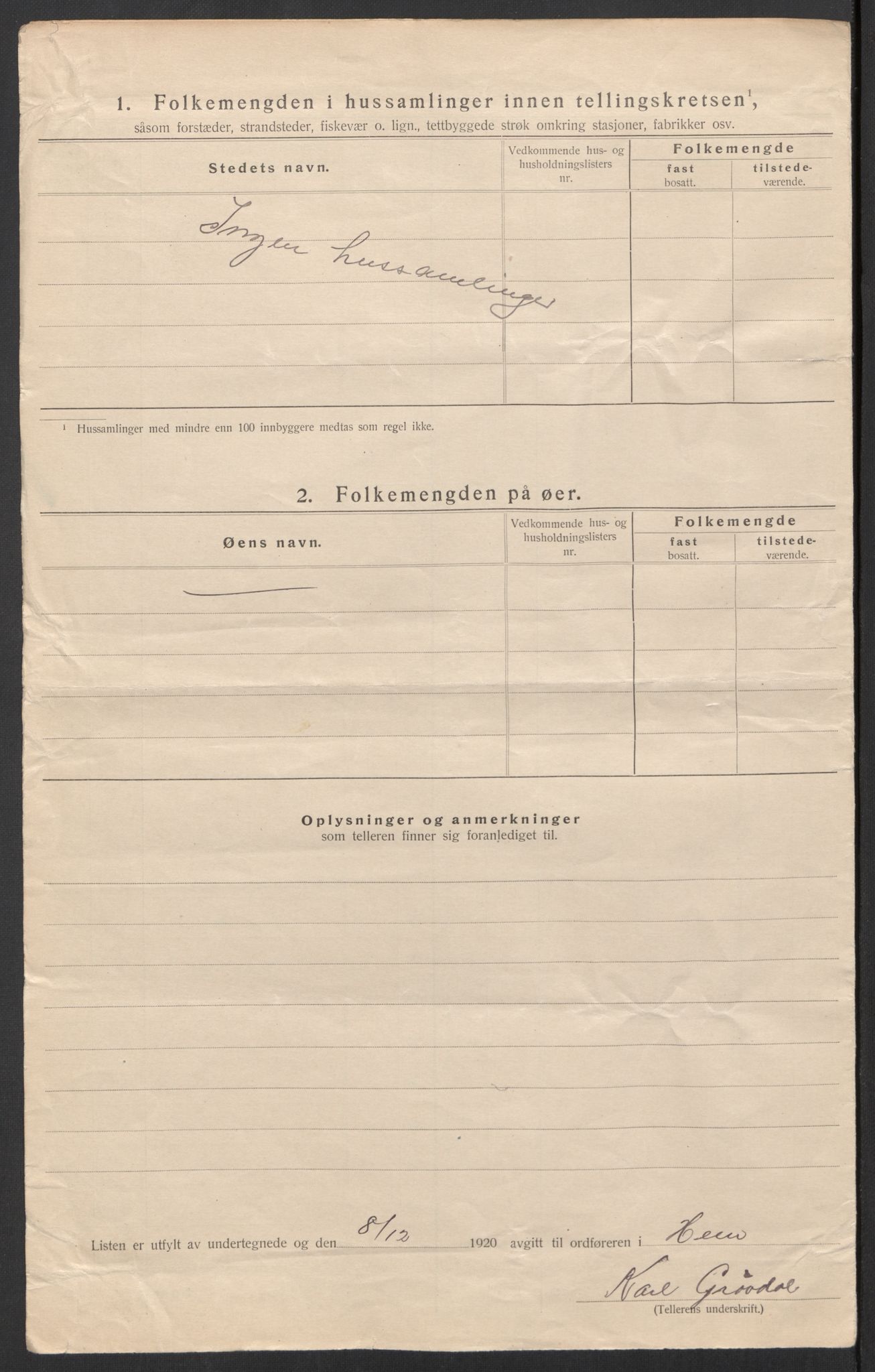 SAT, 1920 census for Hen, 1920, p. 18