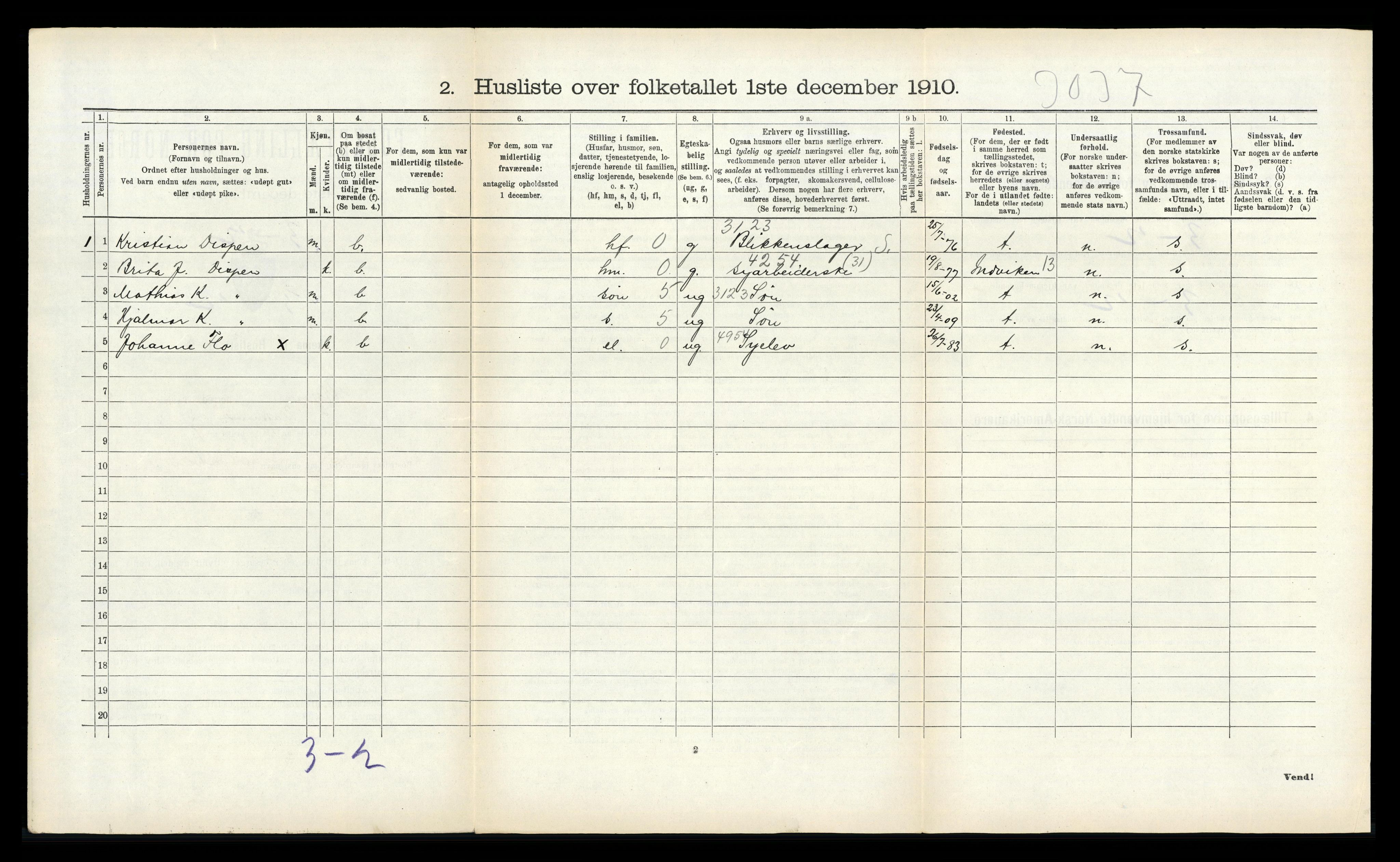 RA, 1910 census for Stryn, 1910, p. 574