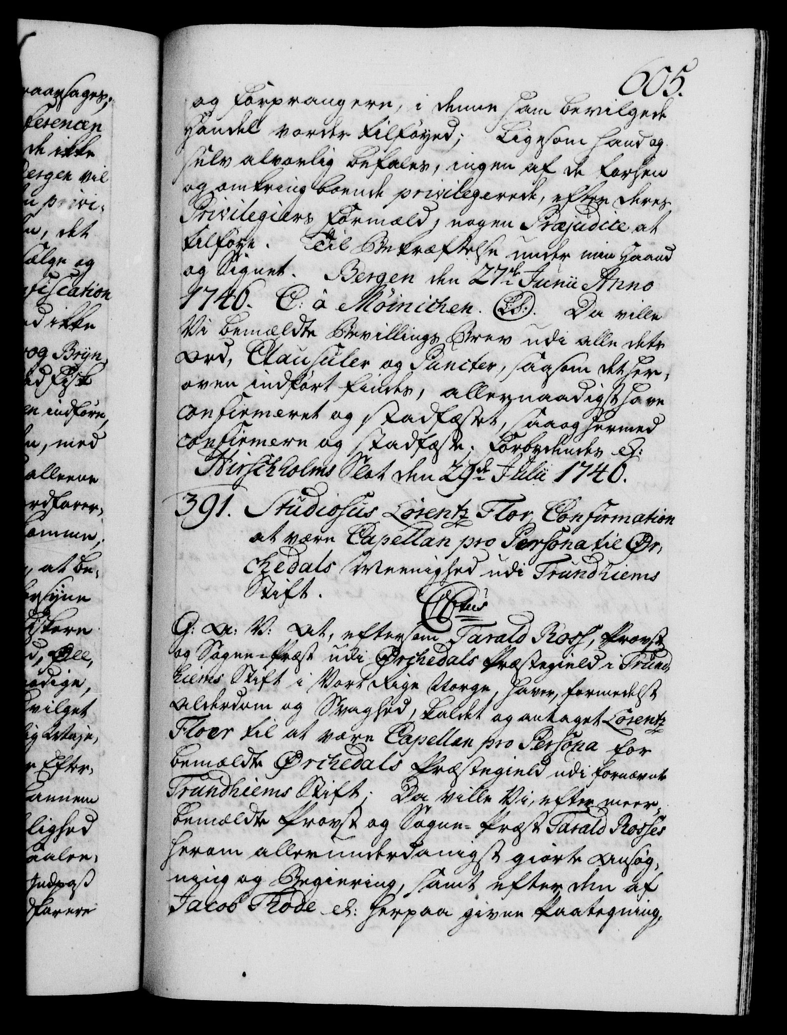 Danske Kanselli 1572-1799, AV/RA-EA-3023/F/Fc/Fca/Fcaa/L0034: Norske registre, 1745-1746, p. 605a