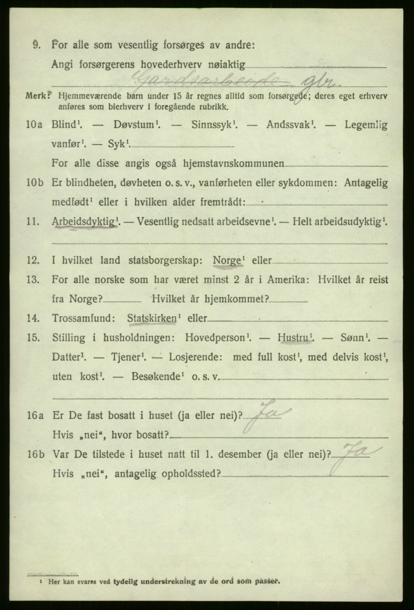 SAB, 1920 census for Evanger, 1920, p. 1912