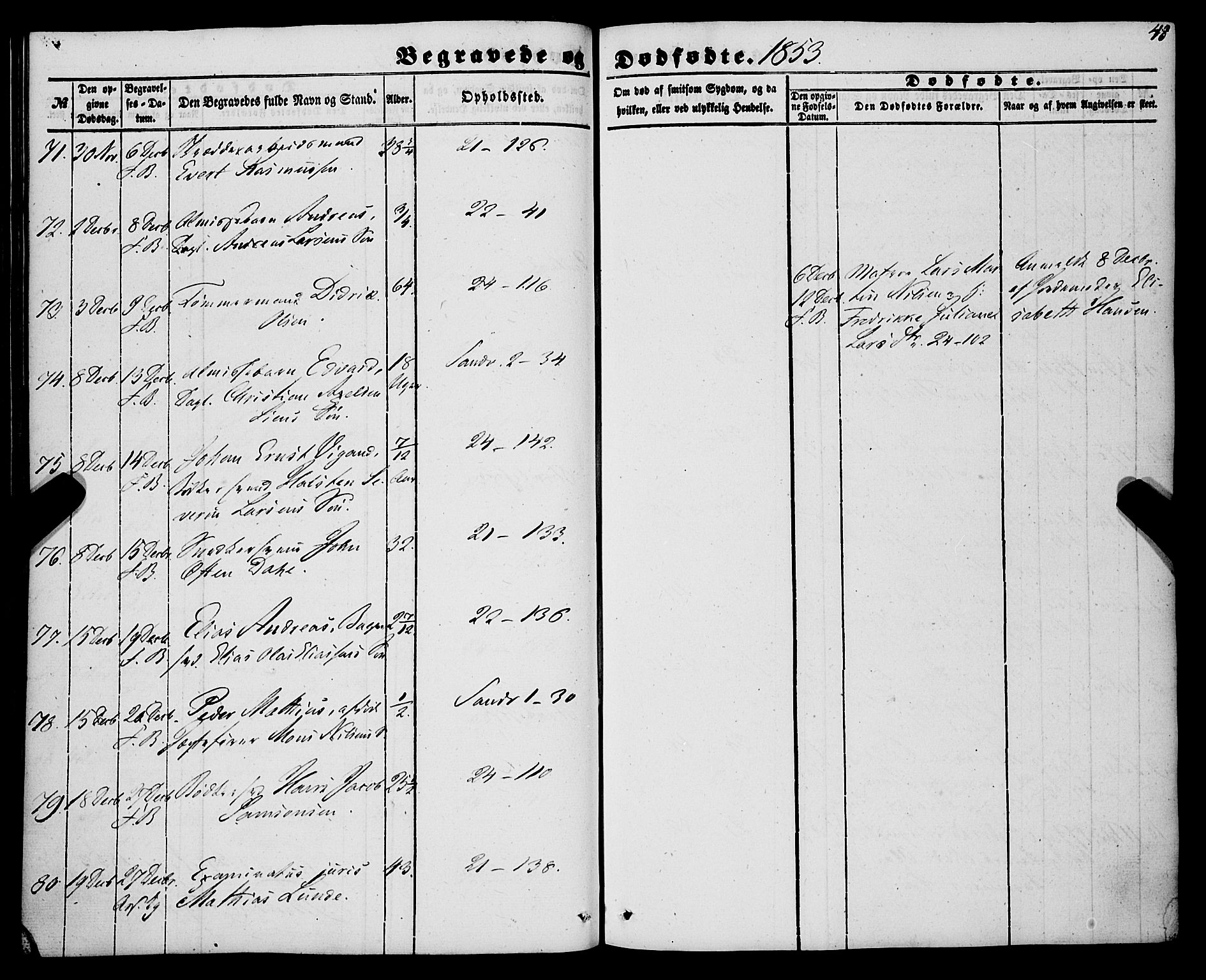 Korskirken sokneprestembete, SAB/A-76101/H/Haa: Parish register (official) no. E 2, 1848-1862, p. 48