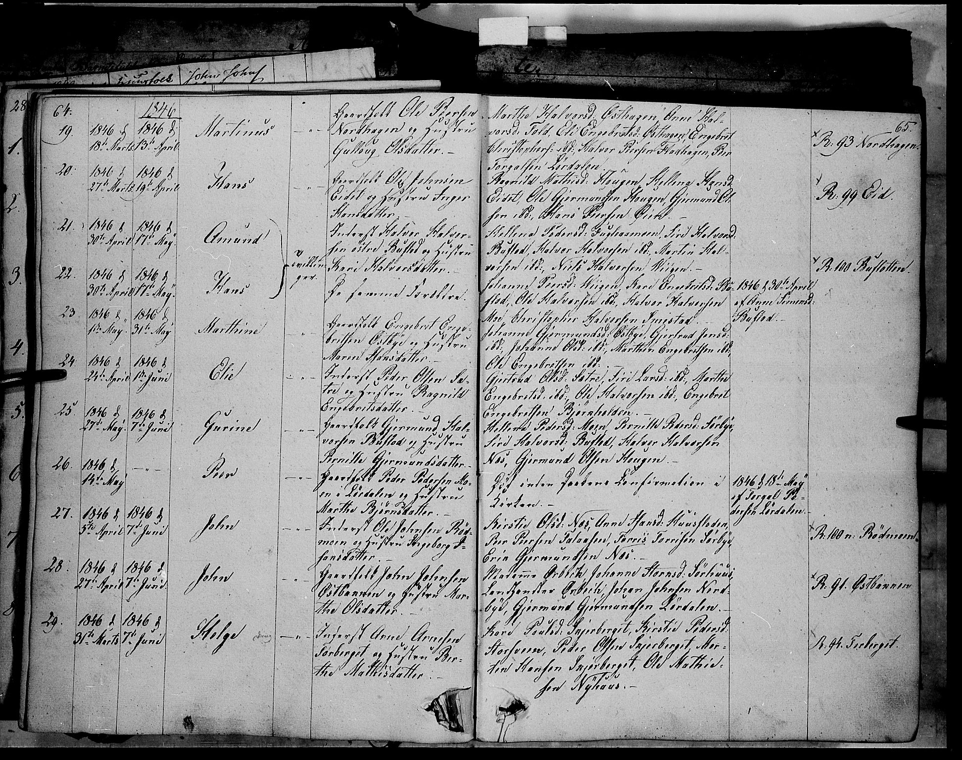 Trysil prestekontor, SAH/PREST-046/H/Ha/Haa/L0004: Parish register (official) no. 4 /1, 1842-1850, p. 64-65