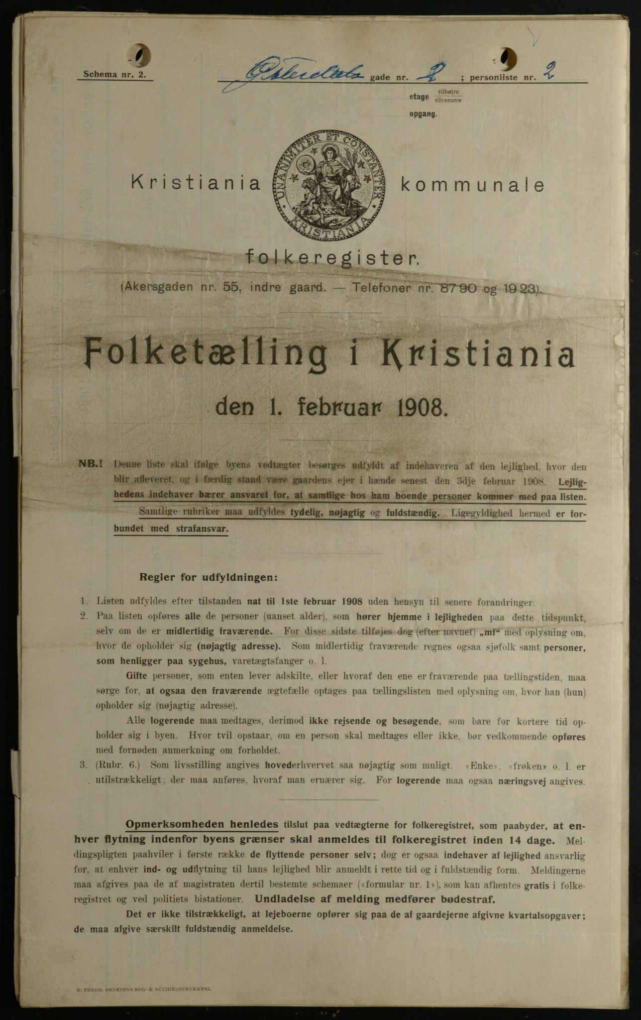 OBA, Municipal Census 1908 for Kristiania, 1908, p. 115763