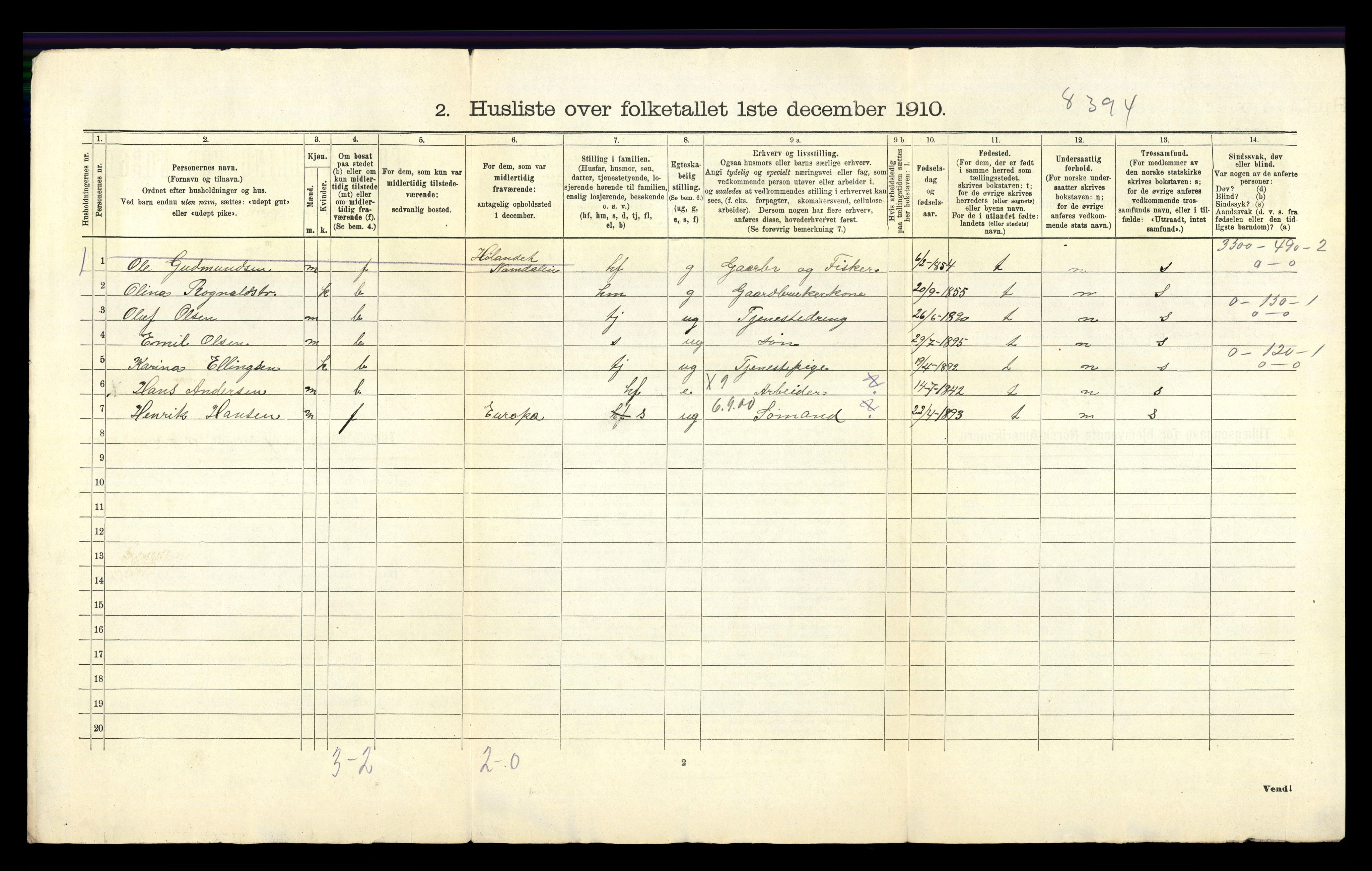 RA, 1910 census for Hamre, 1910, p. 43