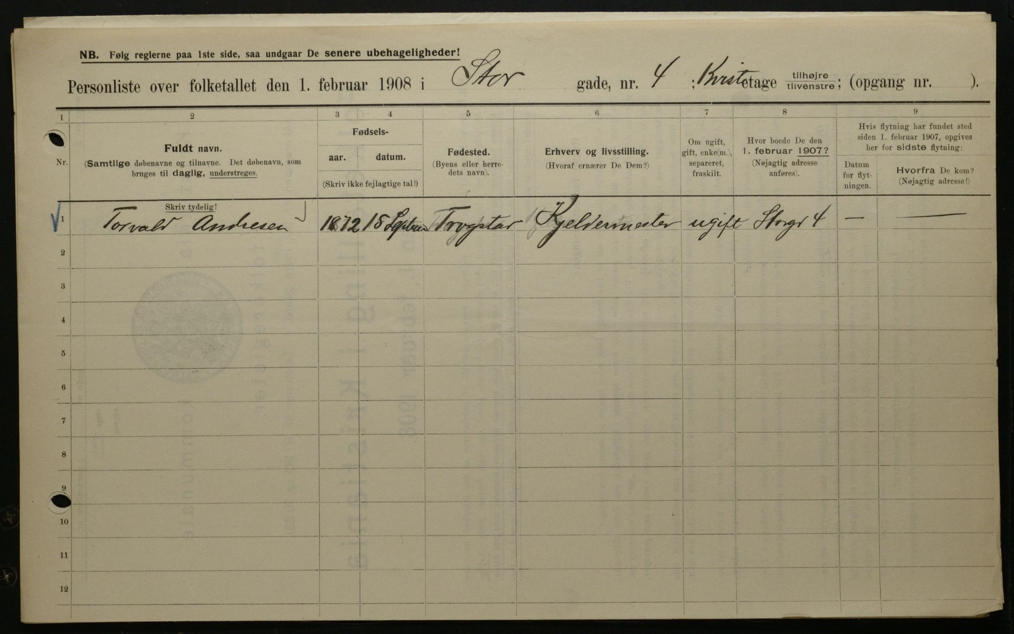 OBA, Municipal Census 1908 for Kristiania, 1908, p. 92478