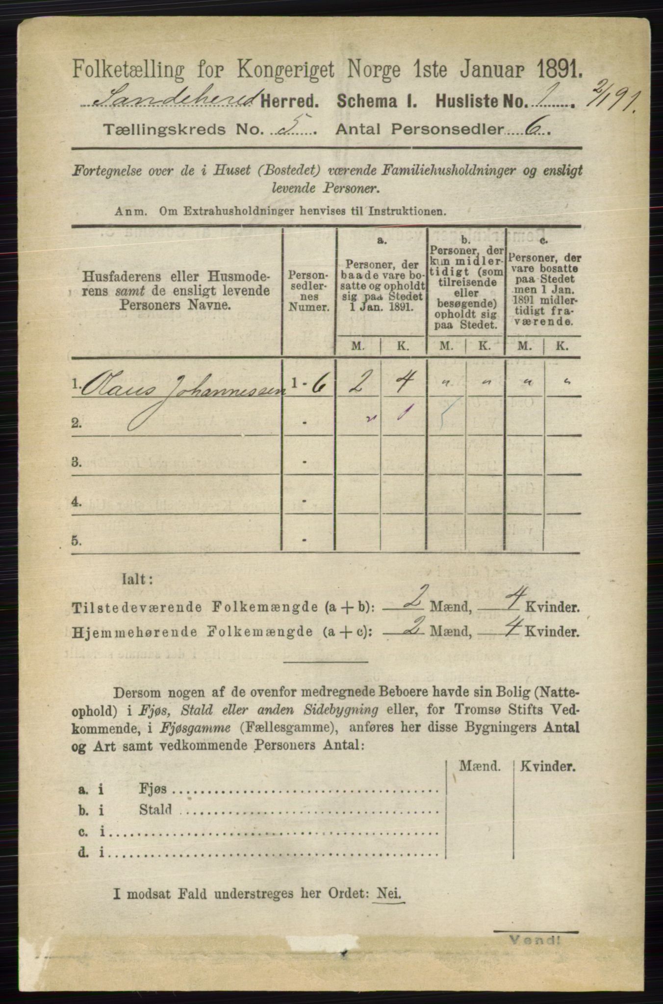 RA, 1891 census for 0724 Sandeherred, 1891, p. 2694