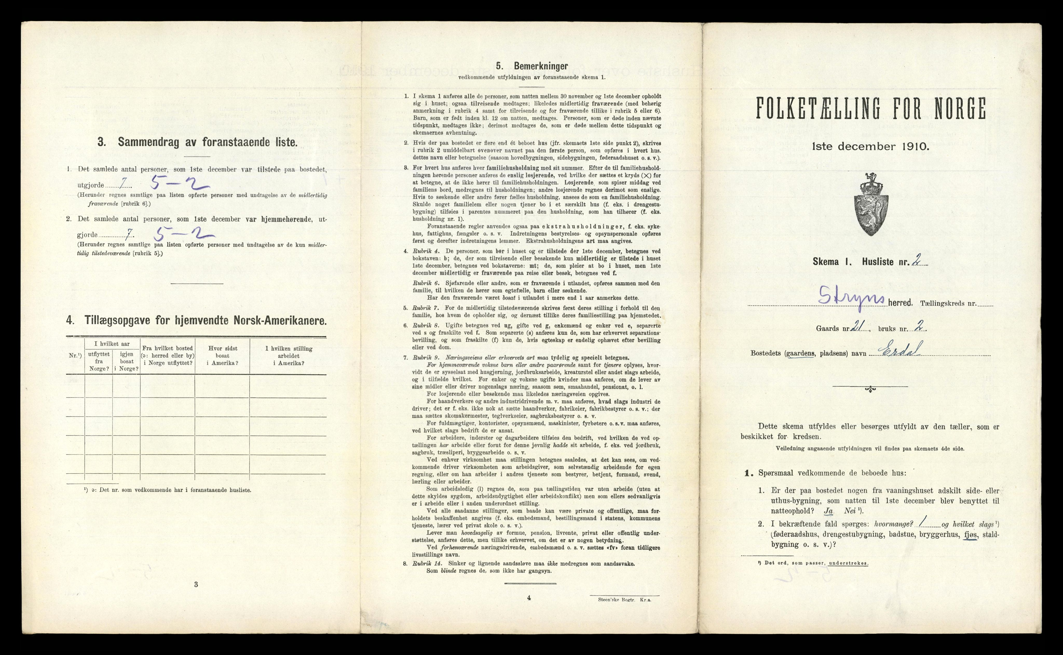 RA, 1910 census for Stryn, 1910, p. 239