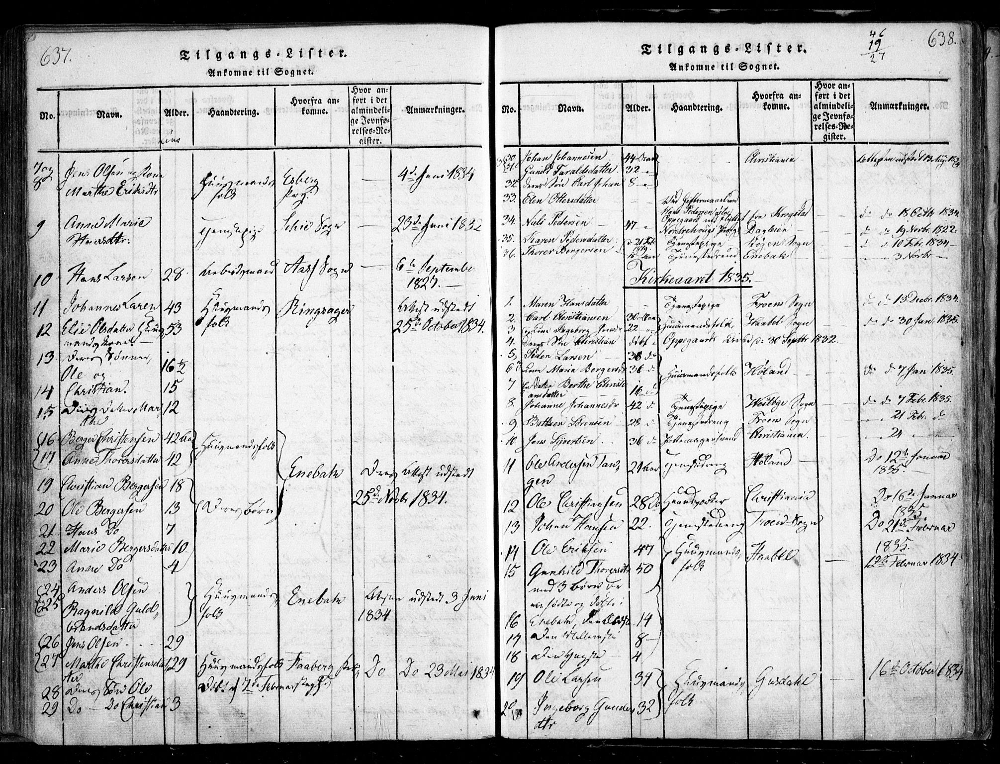 Nesodden prestekontor Kirkebøker, SAO/A-10013/F/Fa/L0006: Parish register (official) no. I 6, 1814-1847, p. 637-638
