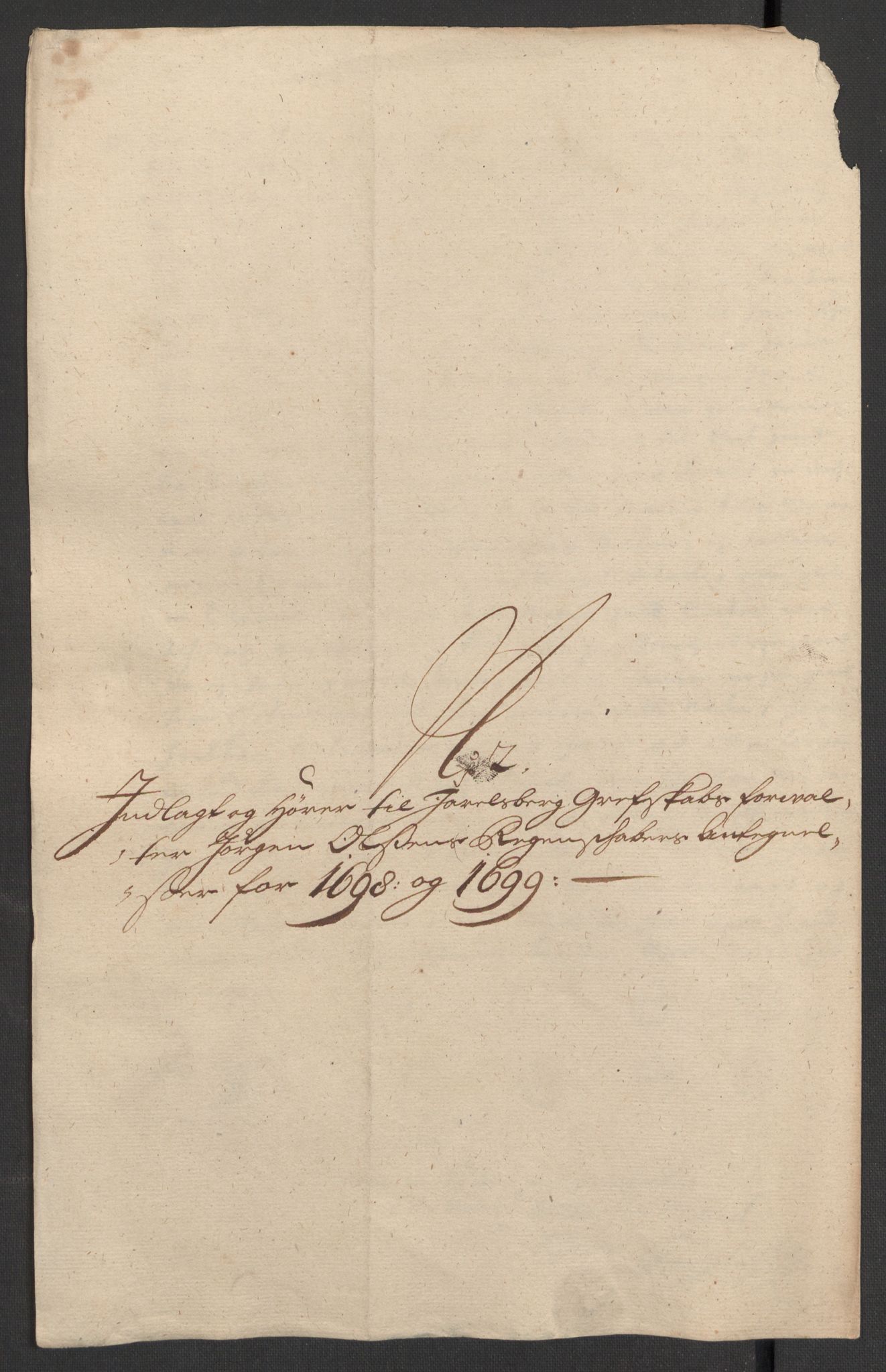 Rentekammeret inntil 1814, Reviderte regnskaper, Fogderegnskap, RA/EA-4092/R32/L1868: Fogderegnskap Jarlsberg grevskap, 1697-1699, p. 562