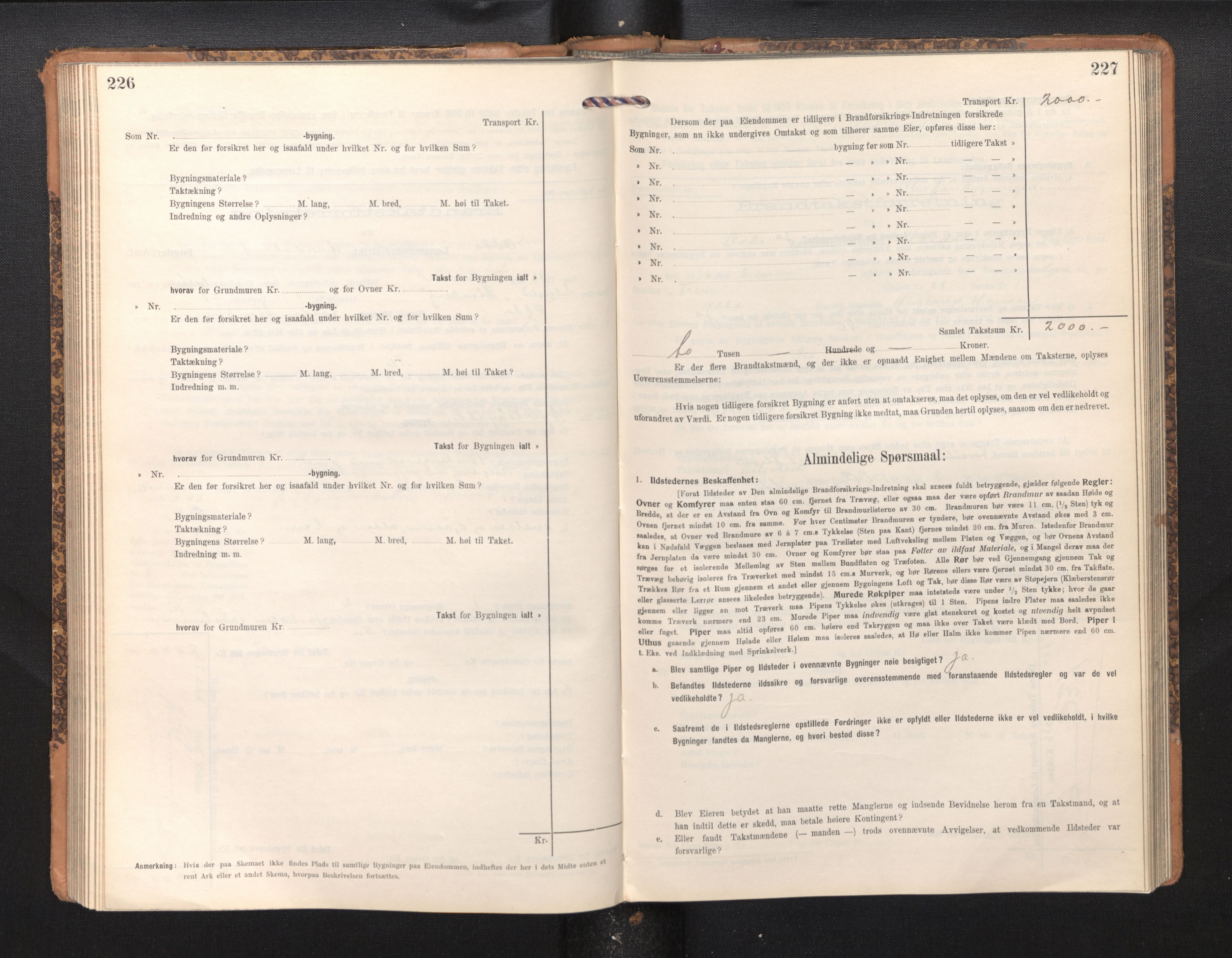 Lensmannen i Odda, SAB/A-34001/0012/L0003: Branntakstprotokoll, skjematakst, 1916-1948, p. 226-227