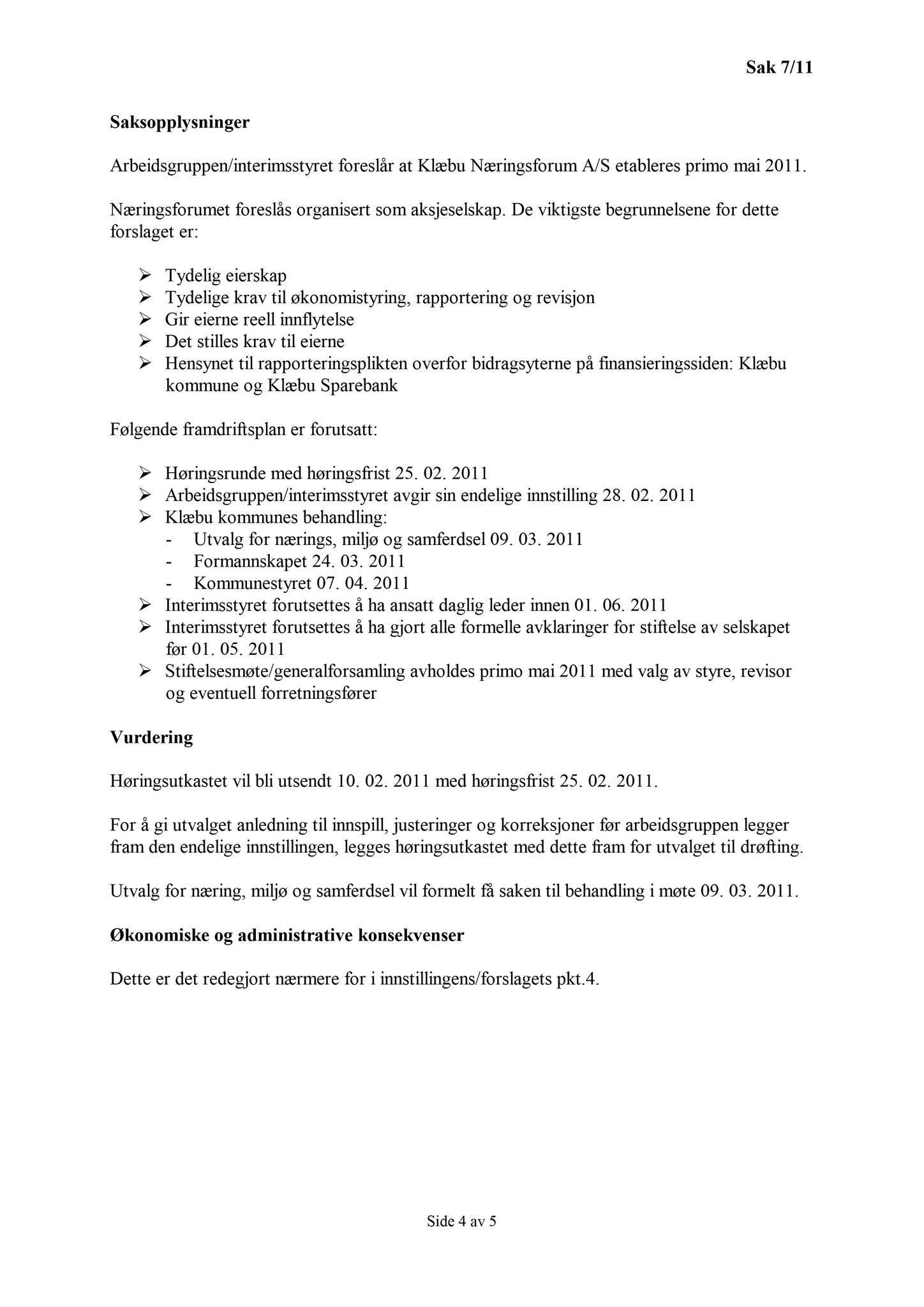 Klæbu Kommune, TRKO/KK/13-NMS/L004: Utvalg for næring, miljø og samferdsel, 2011, p. 65