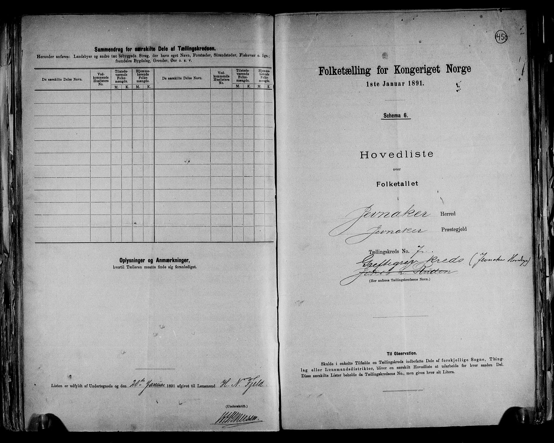 RA, 1891 census for 0532 Jevnaker, 1891, p. 20