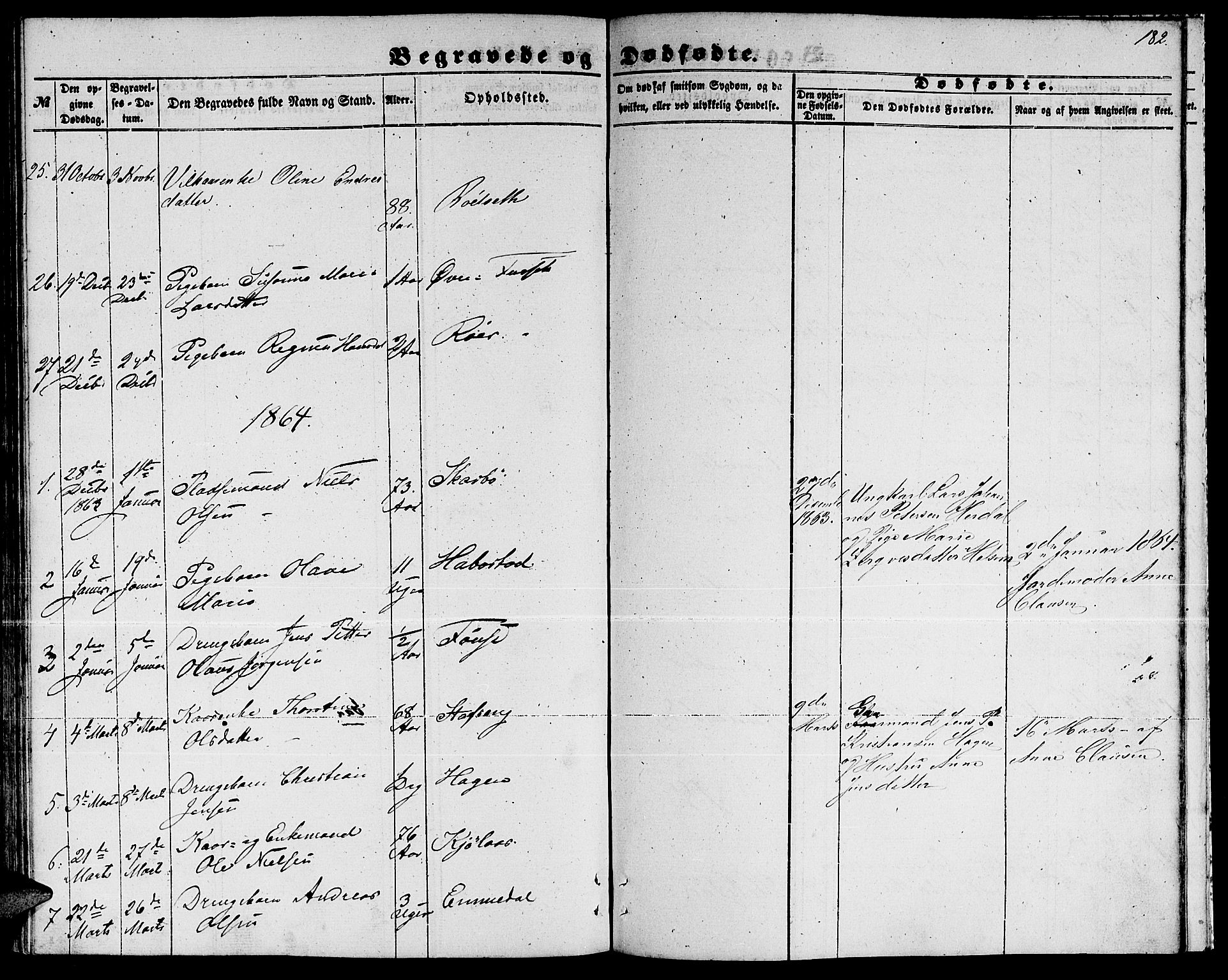 Ministerialprotokoller, klokkerbøker og fødselsregistre - Møre og Romsdal, AV/SAT-A-1454/520/L0291: Parish register (copy) no. 520C03, 1854-1881, p. 182