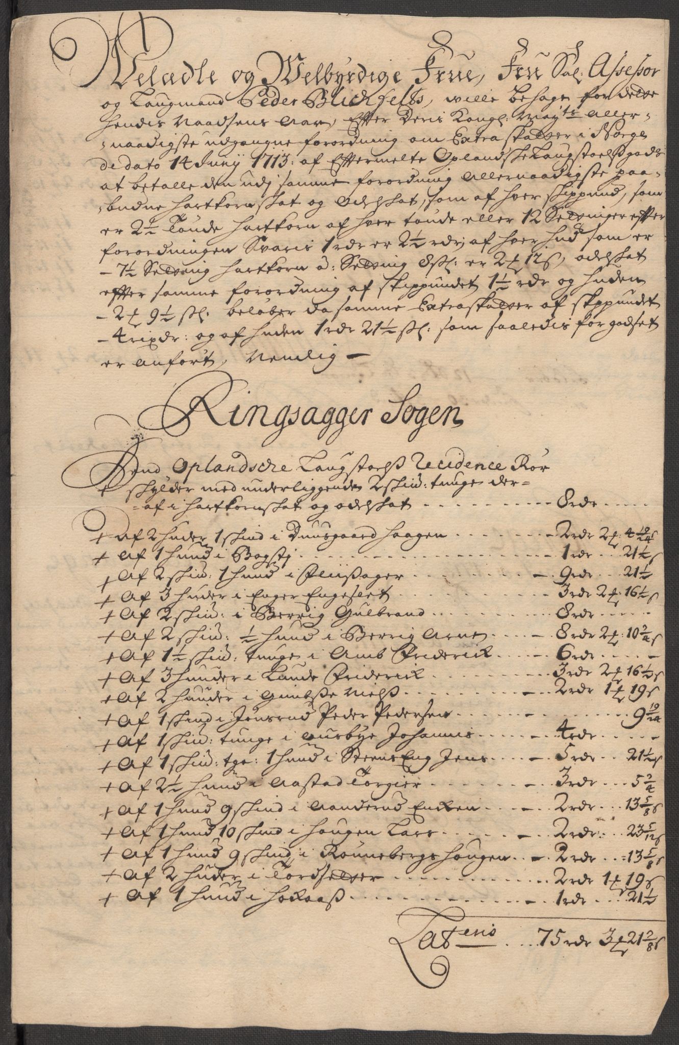 Rentekammeret inntil 1814, Reviderte regnskaper, Fogderegnskap, AV/RA-EA-4092/R16/L1052: Fogderegnskap Hedmark, 1714, p. 3