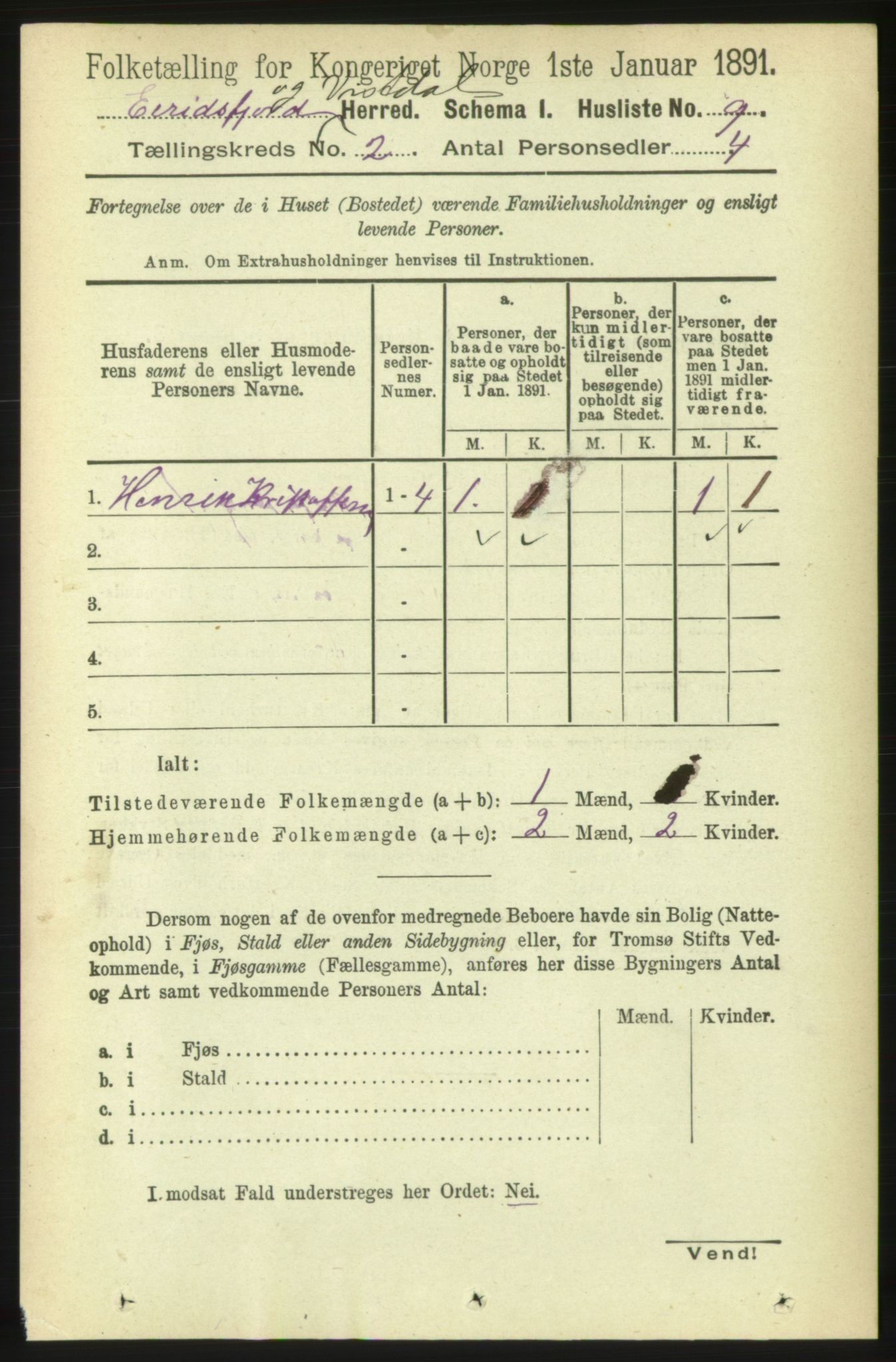 RA, 1891 census for 1542 Eresfjord og Vistdal, 1891, p. 317