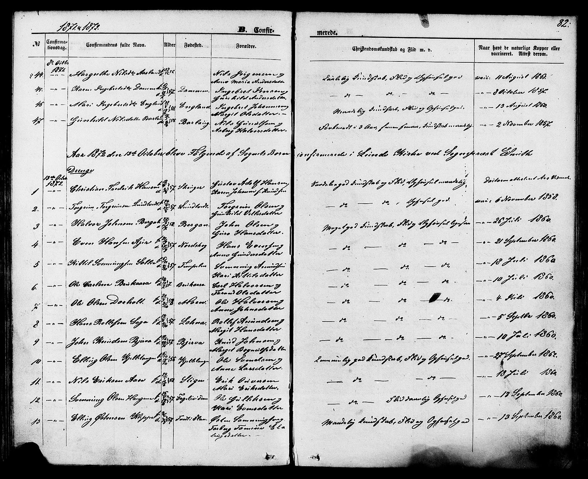 Lunde kirkebøker, SAKO/A-282/F/Fa/L0001: Parish register (official) no. I 1, 1866-1883, p. 82
