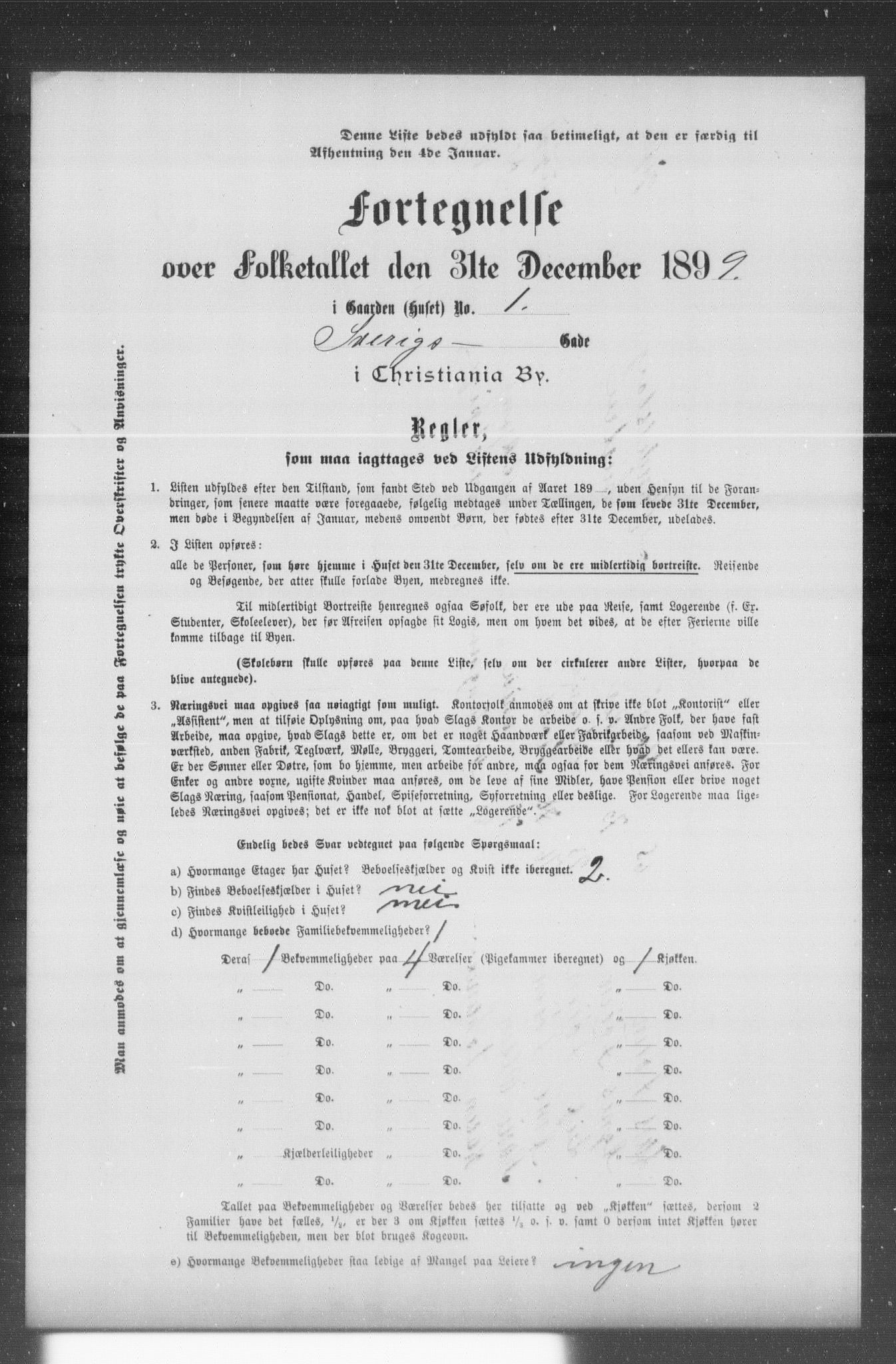 OBA, Municipal Census 1899 for Kristiania, 1899, p. 13736
