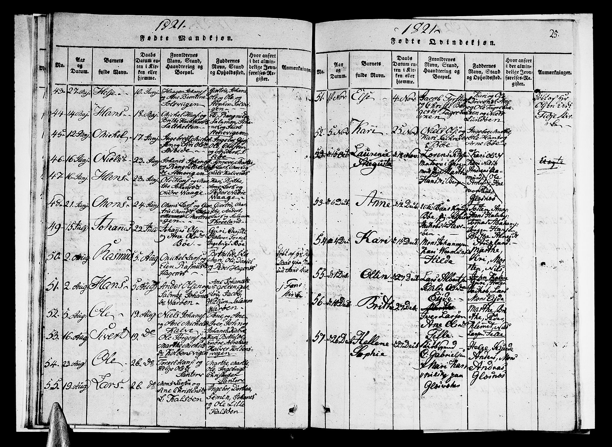 Sund sokneprestembete, SAB/A-99930: Parish register (copy) no. A 1, 1816-1827, p. 25