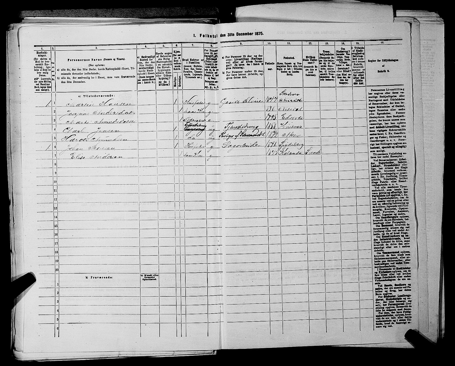 RA, 1875 census for 0233P Nittedal, 1875, p. 396