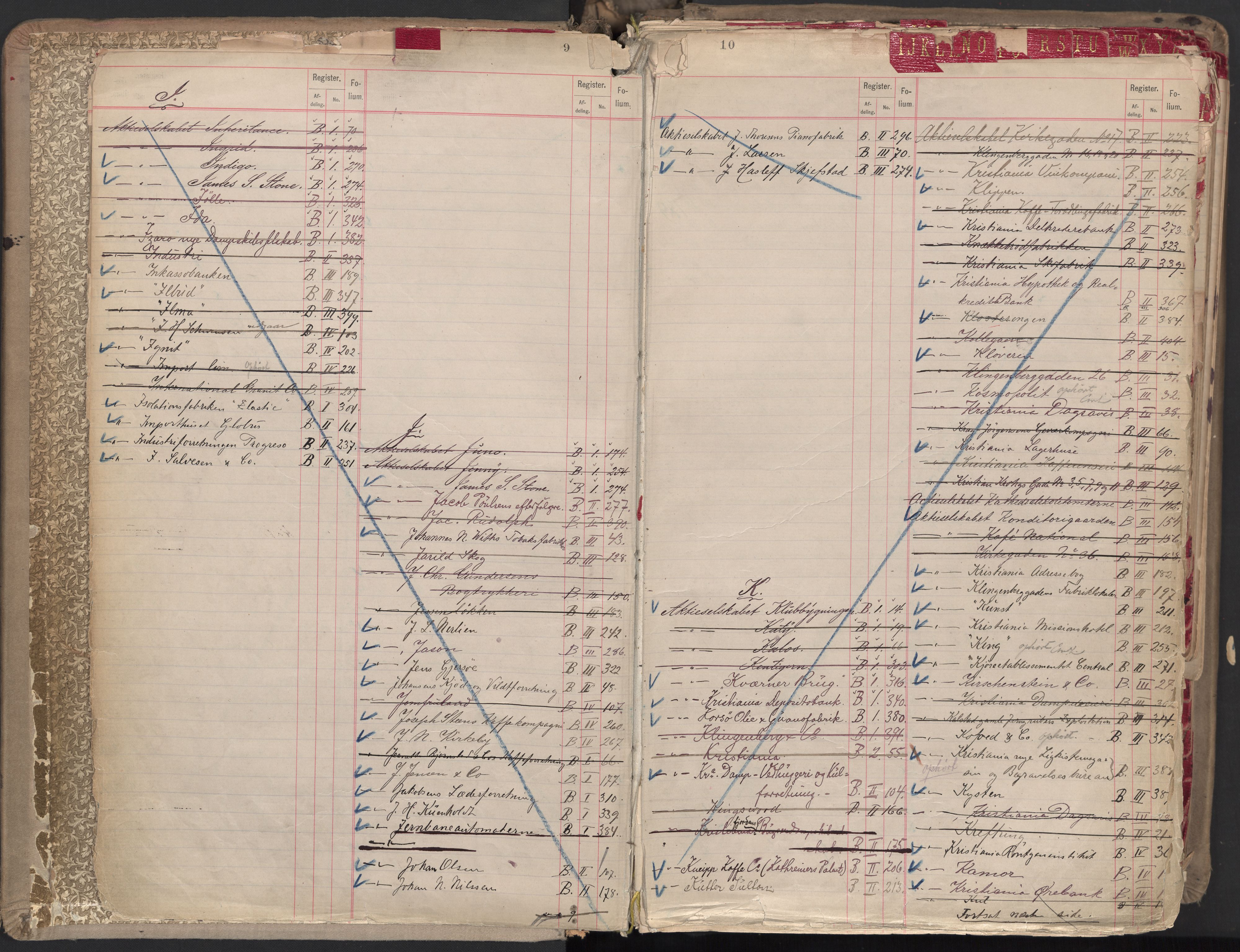 Oslo byfogd avd. II, AV/SAO-A-10942/G/Ga/Gaa/L0001: Firmaregister: A 1-15, B 1-4, C 1, 1890, p. 9-10