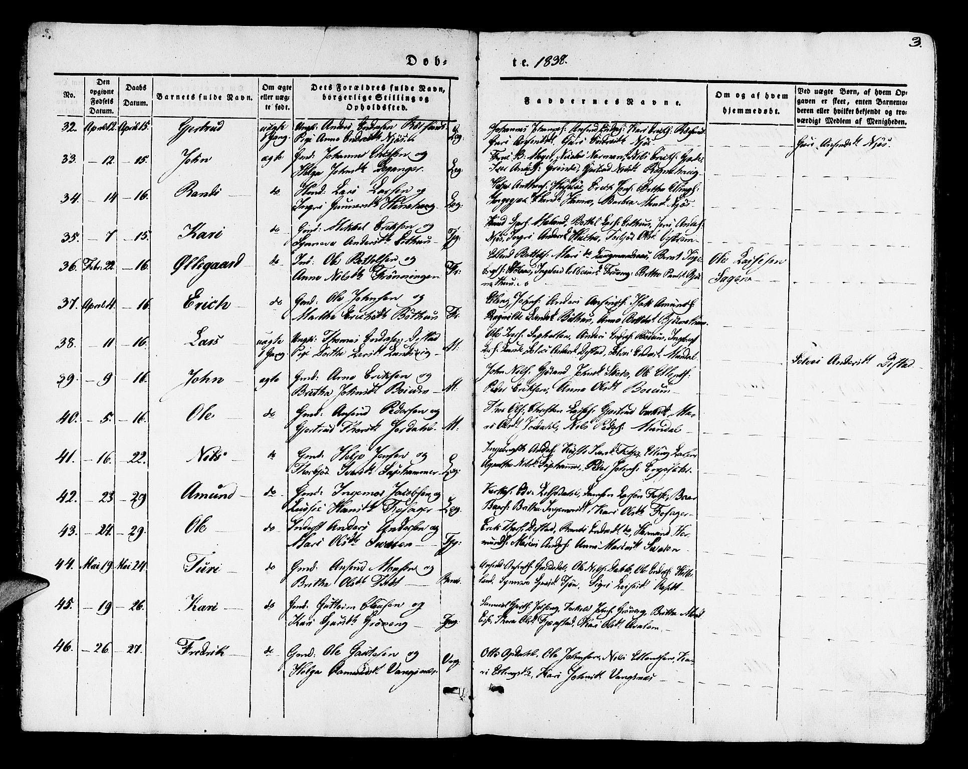 Leikanger sokneprestembete, AV/SAB-A-81001/H/Haa/Haaa/L0007: Parish register (official) no. A 7, 1838-1851, p. 3