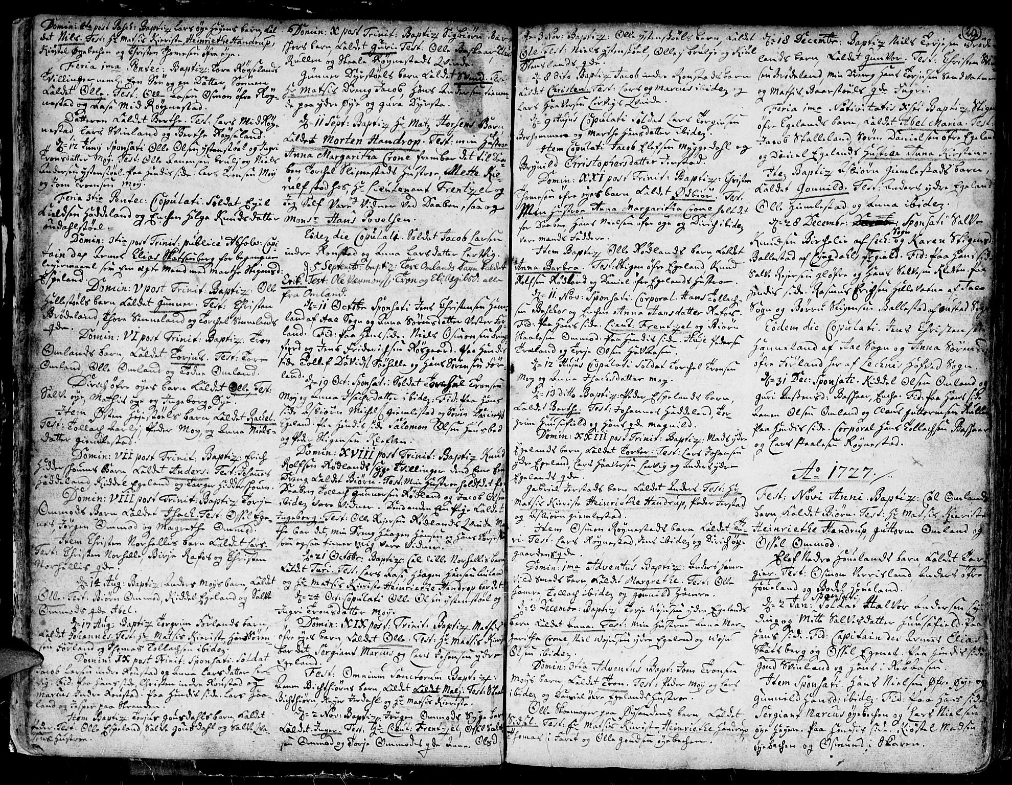 Kvinesdal sokneprestkontor, AV/SAK-1111-0026/F/Fa/Fab/L0001: Parish register (official) no. A 1 /1, 1710-1788, p. 20