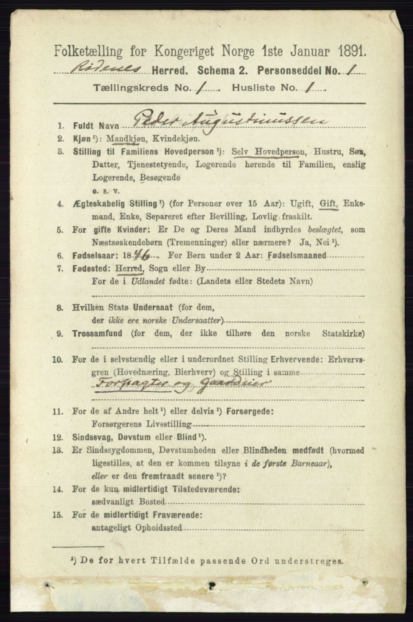 RA, 1891 census for 0120 Rødenes, 1891, p. 121