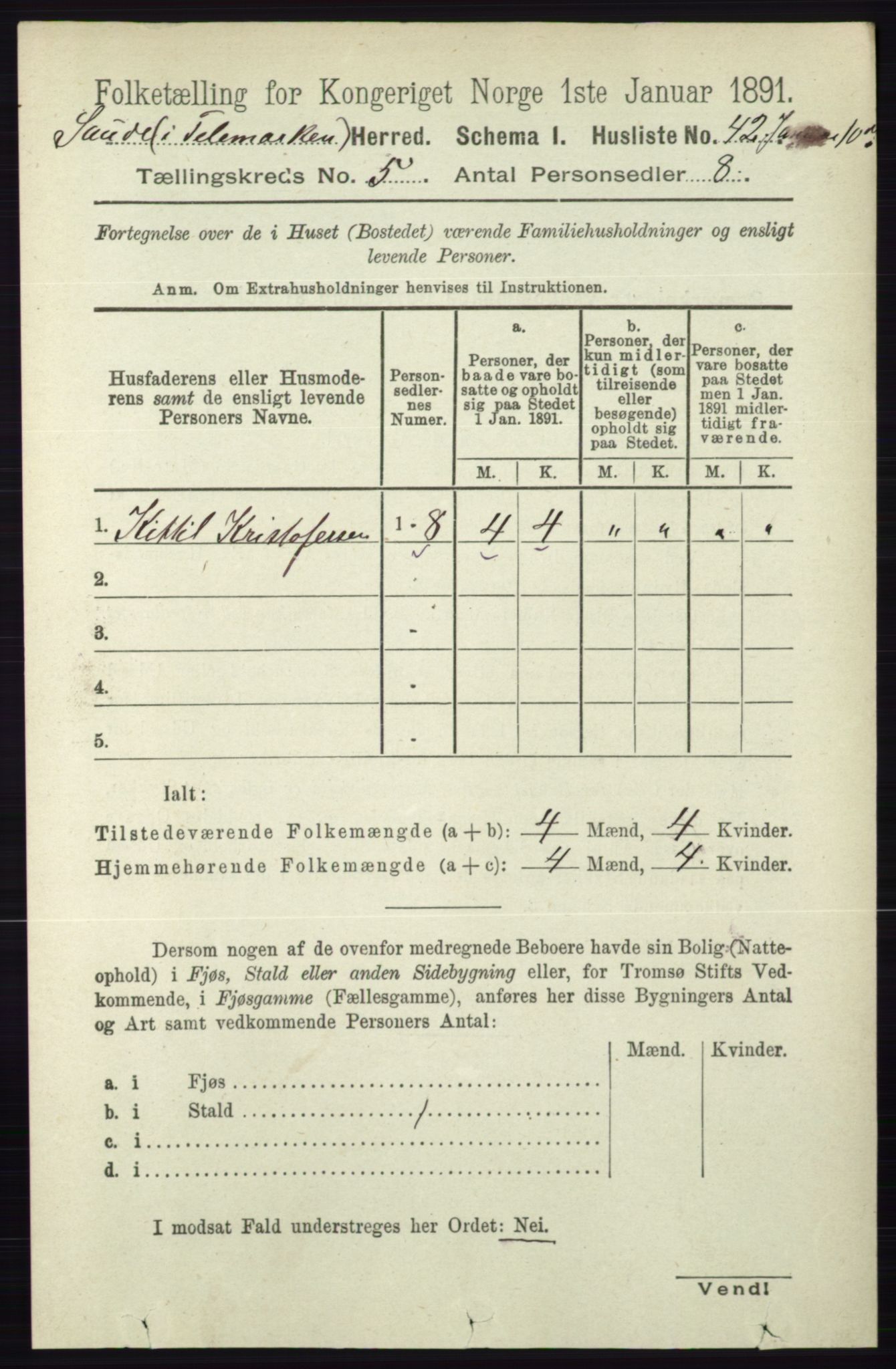 RA, 1891 census for 0822 Sauherad, 1891, p. 1417