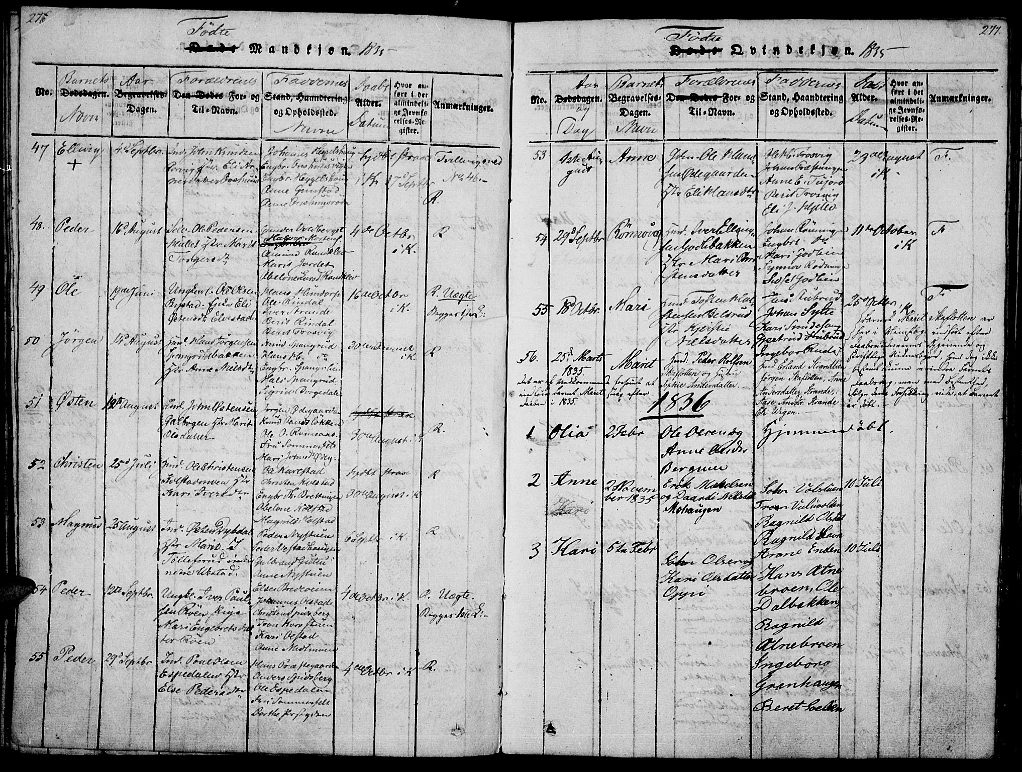 Ringebu prestekontor, SAH/PREST-082/H/Ha/Haa/L0004: Parish register (official) no. 4, 1821-1839, p. 276-277