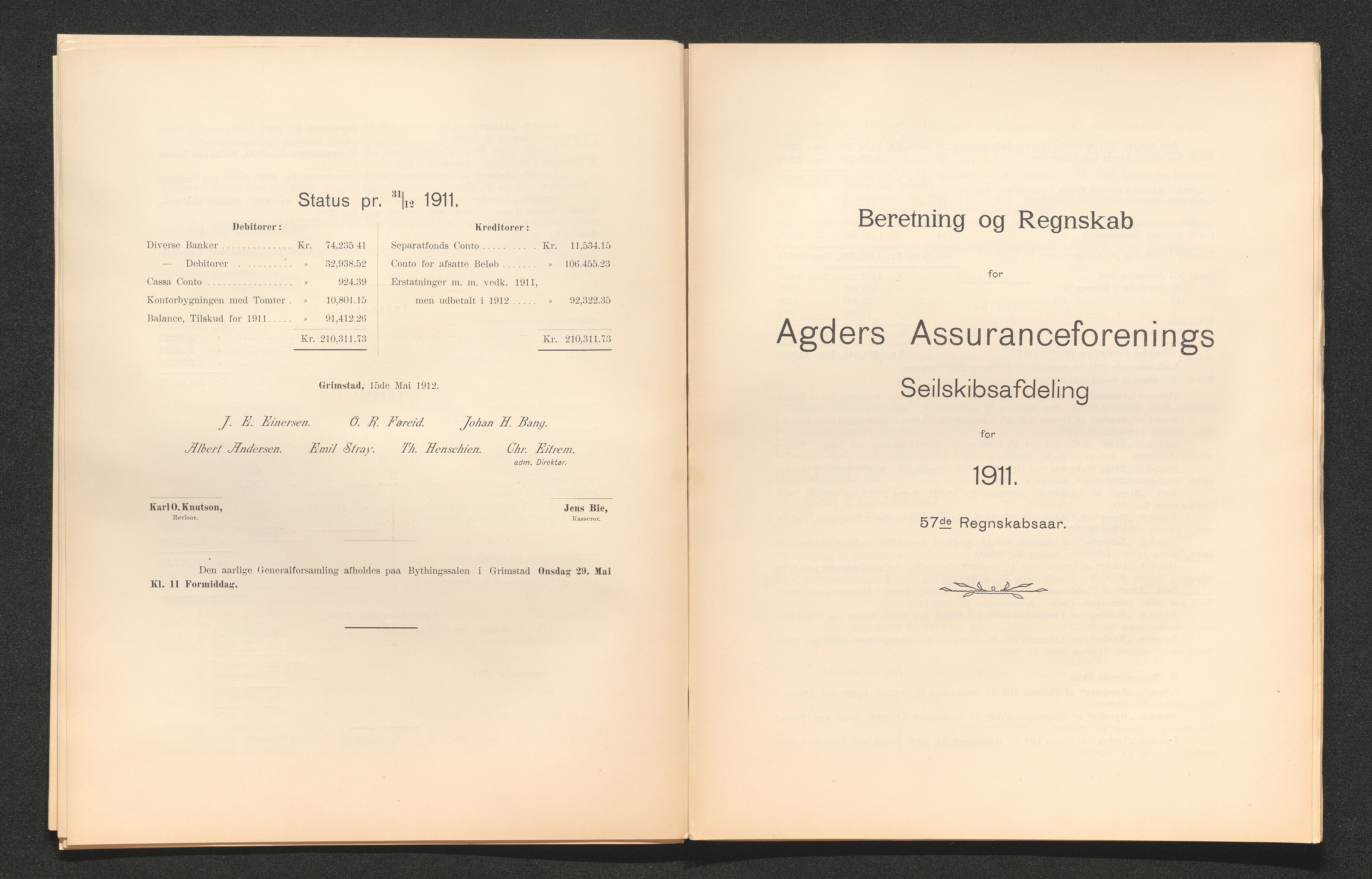 Agders Gjensidige Assuranceforening, AAKS/PA-1718/05/L0003: Regnskap, seilavdeling, pakkesak, 1890-1912