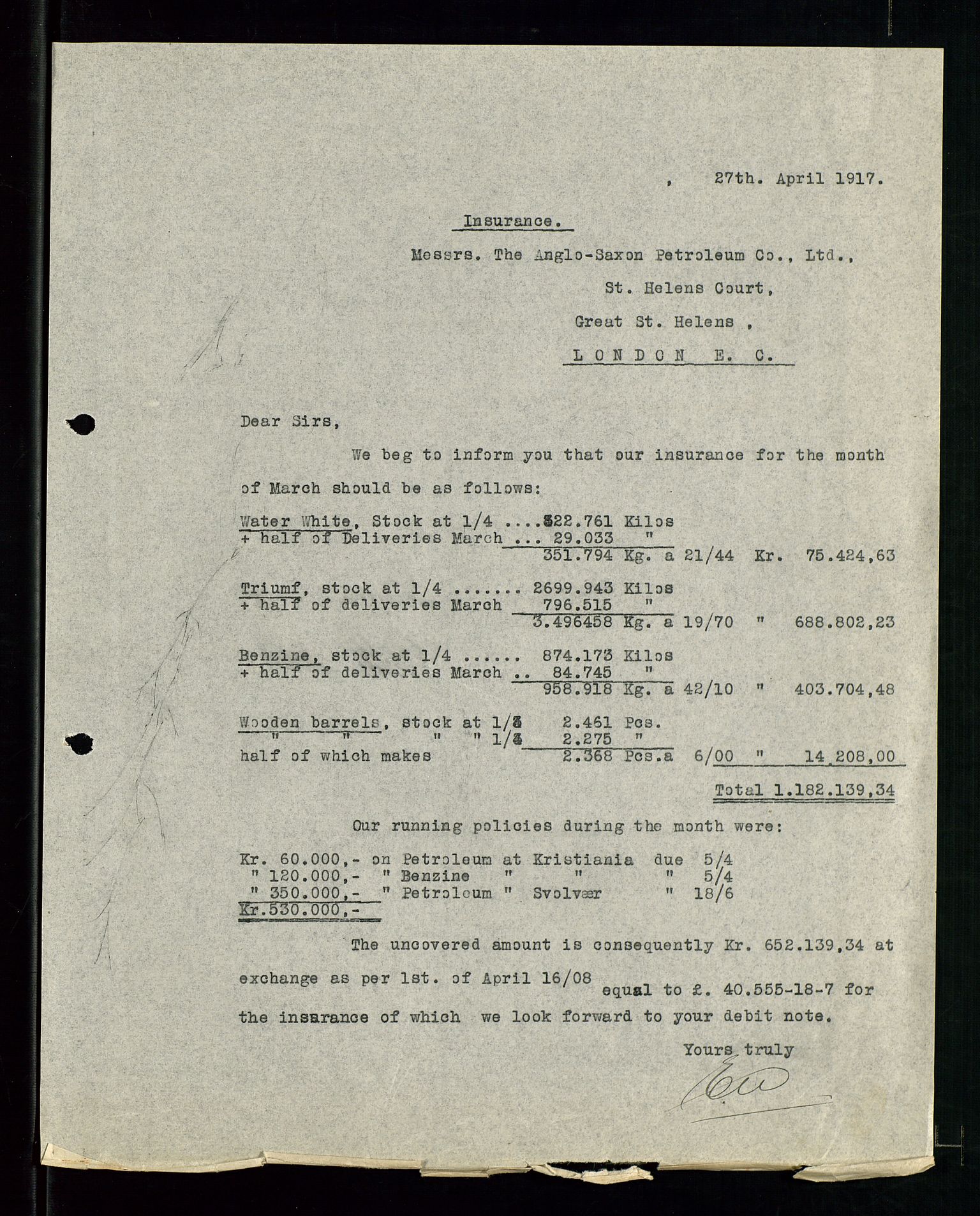 Pa 1521 - A/S Norske Shell, AV/SAST-A-101915/E/Ea/Eaa/L0001: Sjefskorrespondanse, 1917, p. 53