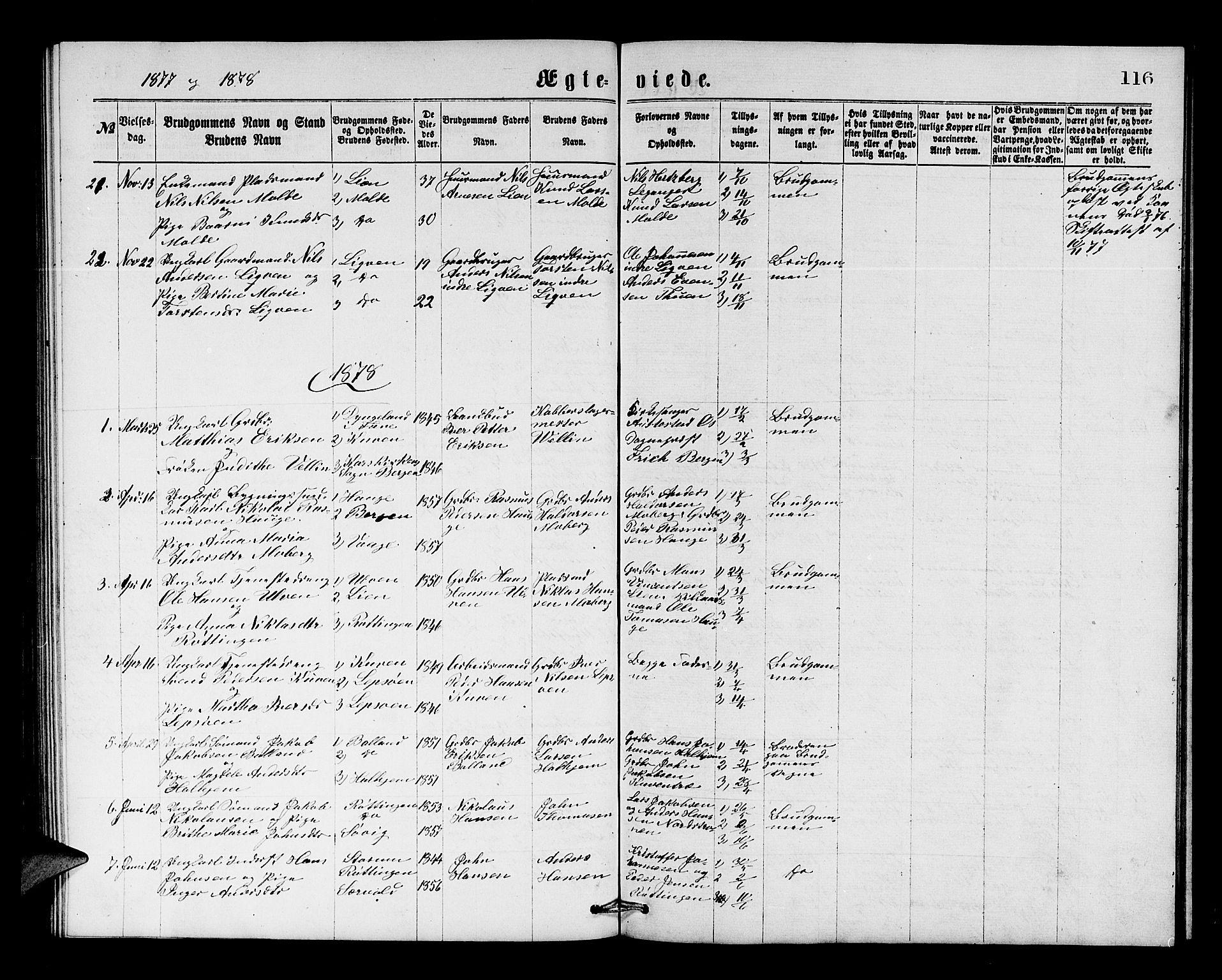 Os sokneprestembete, AV/SAB-A-99929: Parish register (copy) no. A 1, 1869-1879, p. 116