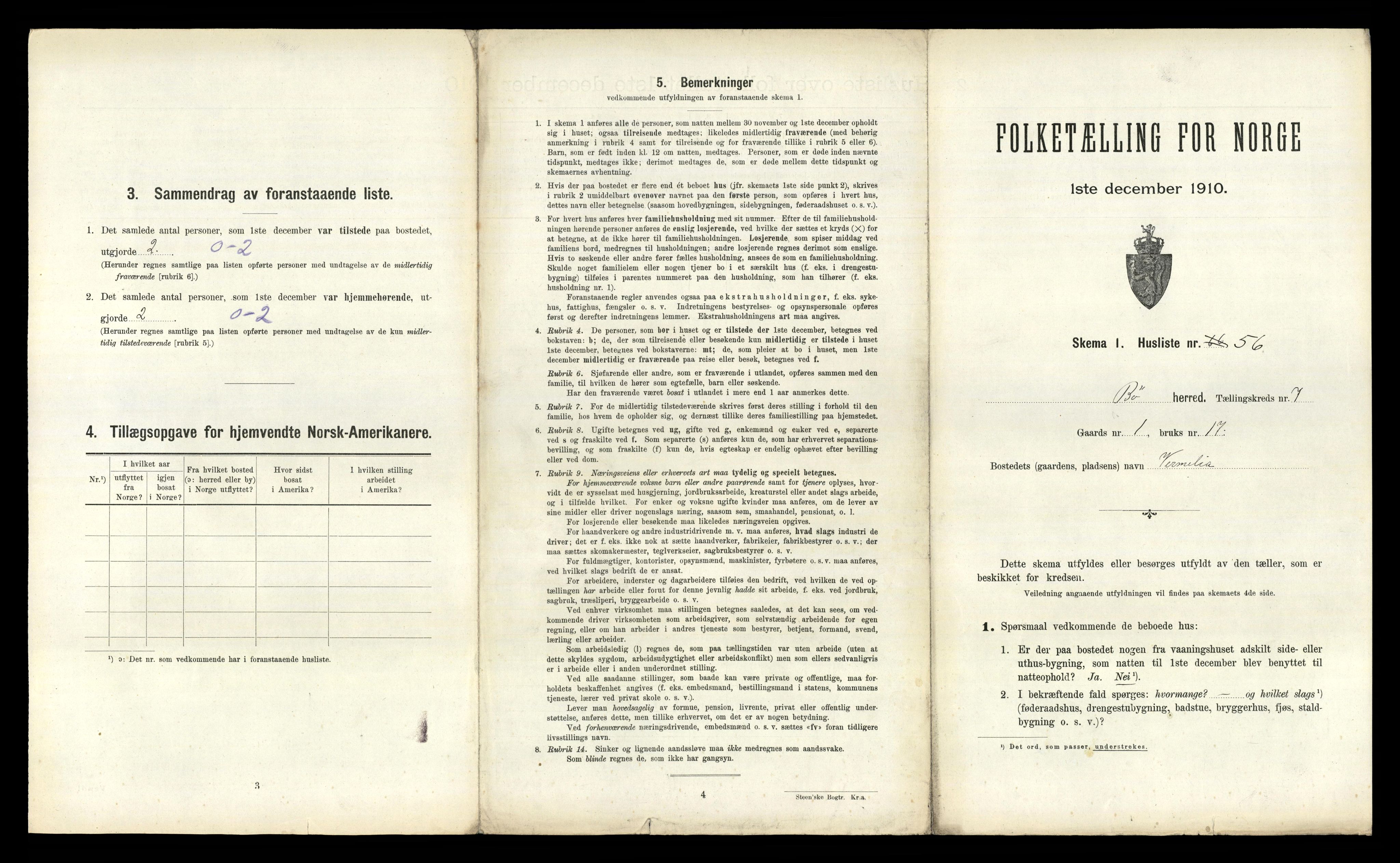 RA, 1910 census for Bø, 1910, p. 943