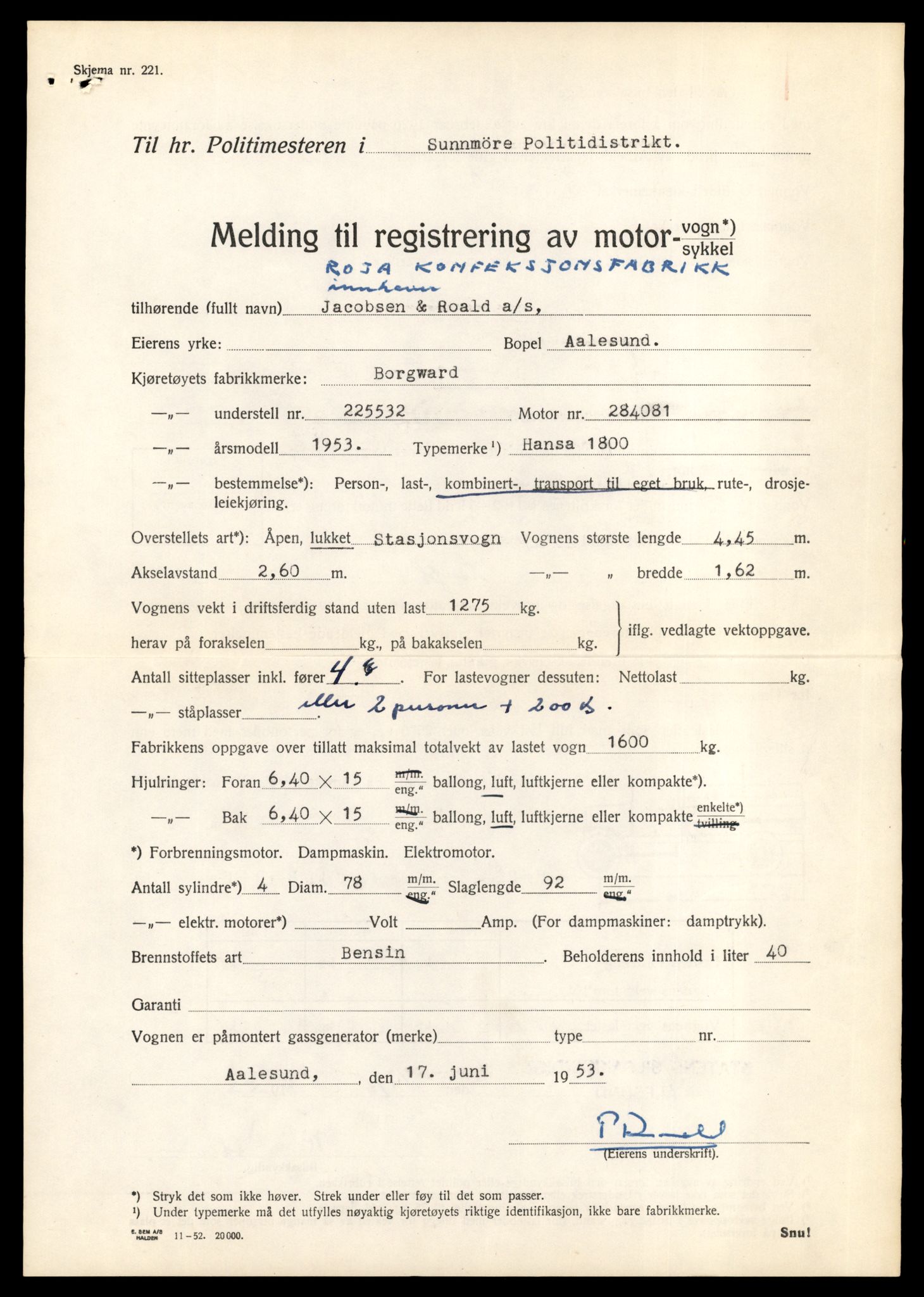 Møre og Romsdal vegkontor - Ålesund trafikkstasjon, AV/SAT-A-4099/F/Fe/L0044: Registreringskort for kjøretøy T 14205 - T 14319, 1927-1998, p. 17