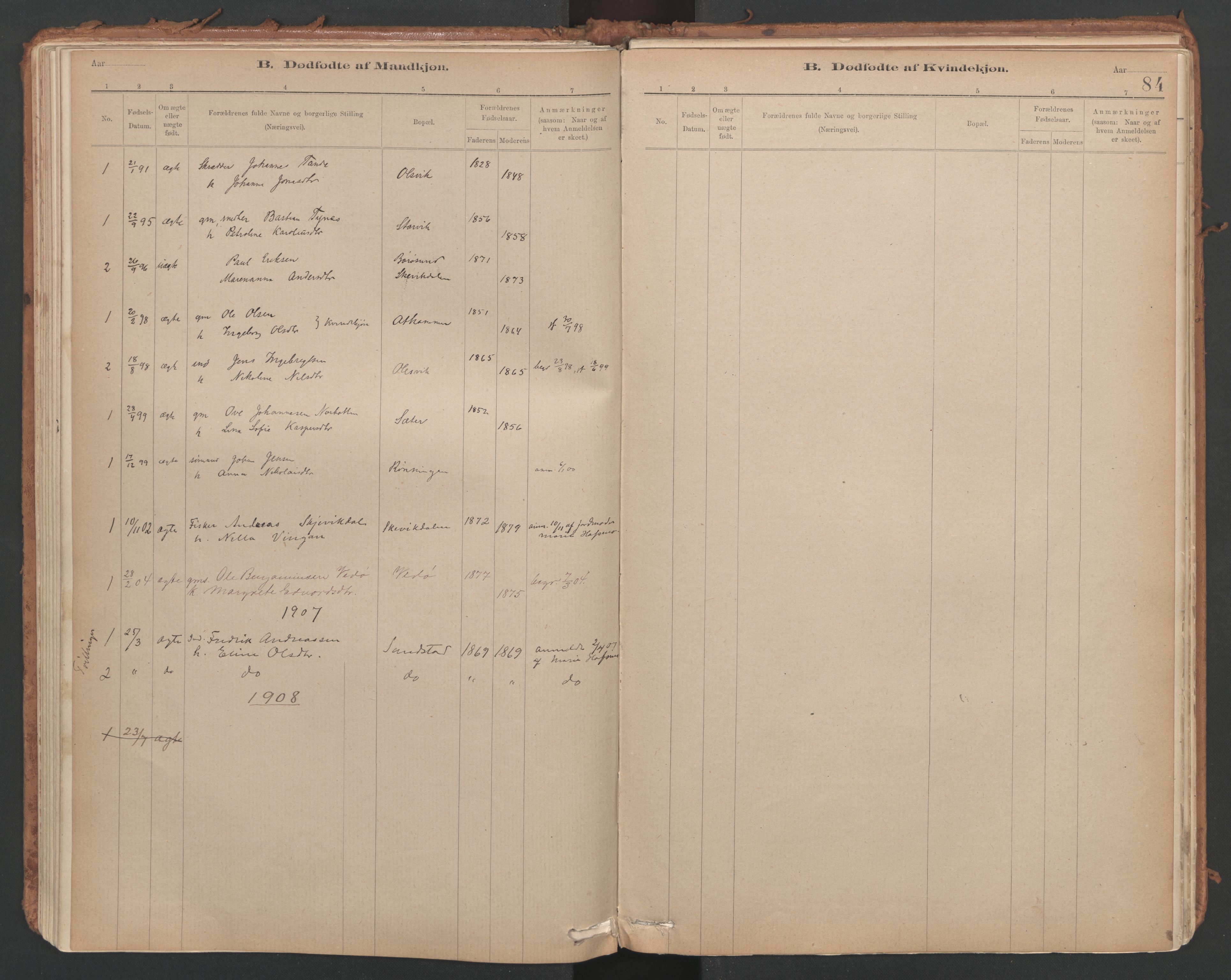 Ministerialprotokoller, klokkerbøker og fødselsregistre - Sør-Trøndelag, SAT/A-1456/639/L0572: Parish register (official) no. 639A01, 1890-1920, p. 84