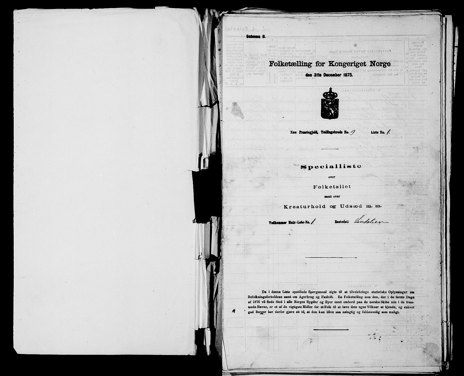 SAKO, 1875 census for 0616P Nes, 1875, p. 1404