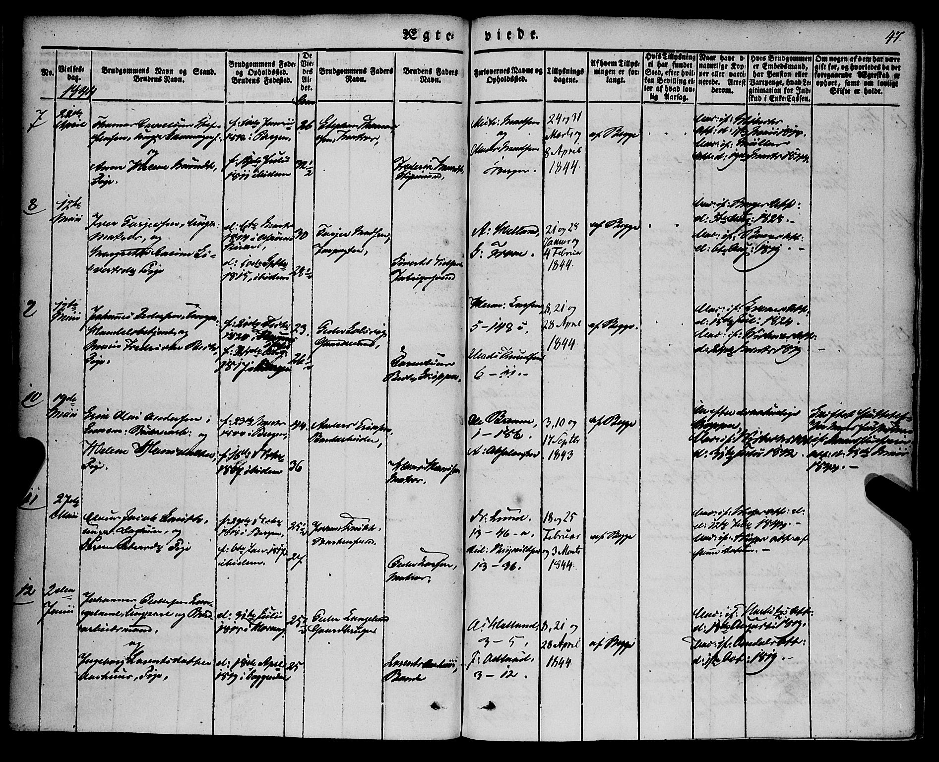 Nykirken Sokneprestembete, AV/SAB-A-77101/H/Haa/L0031: Parish register (official) no. D 1, 1834-1861, p. 47